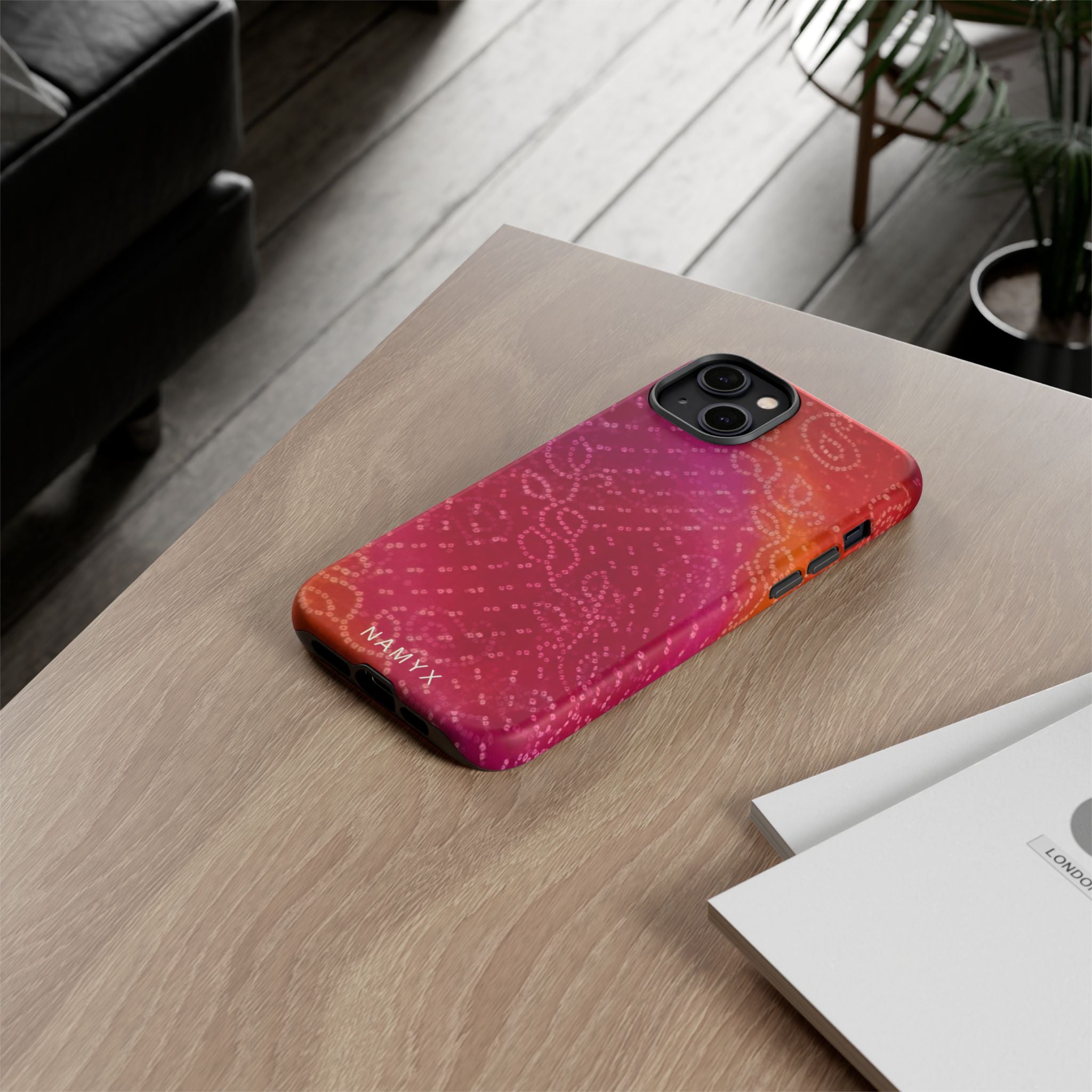 Floral Bandana Tough Case — Protective Phone Case with Pink Orange Paisley Design