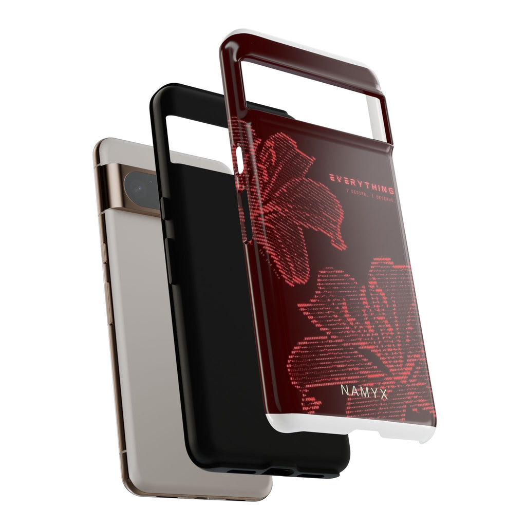 Floral Tough Phone Case — 'Everything' Burgundy Protective Cover