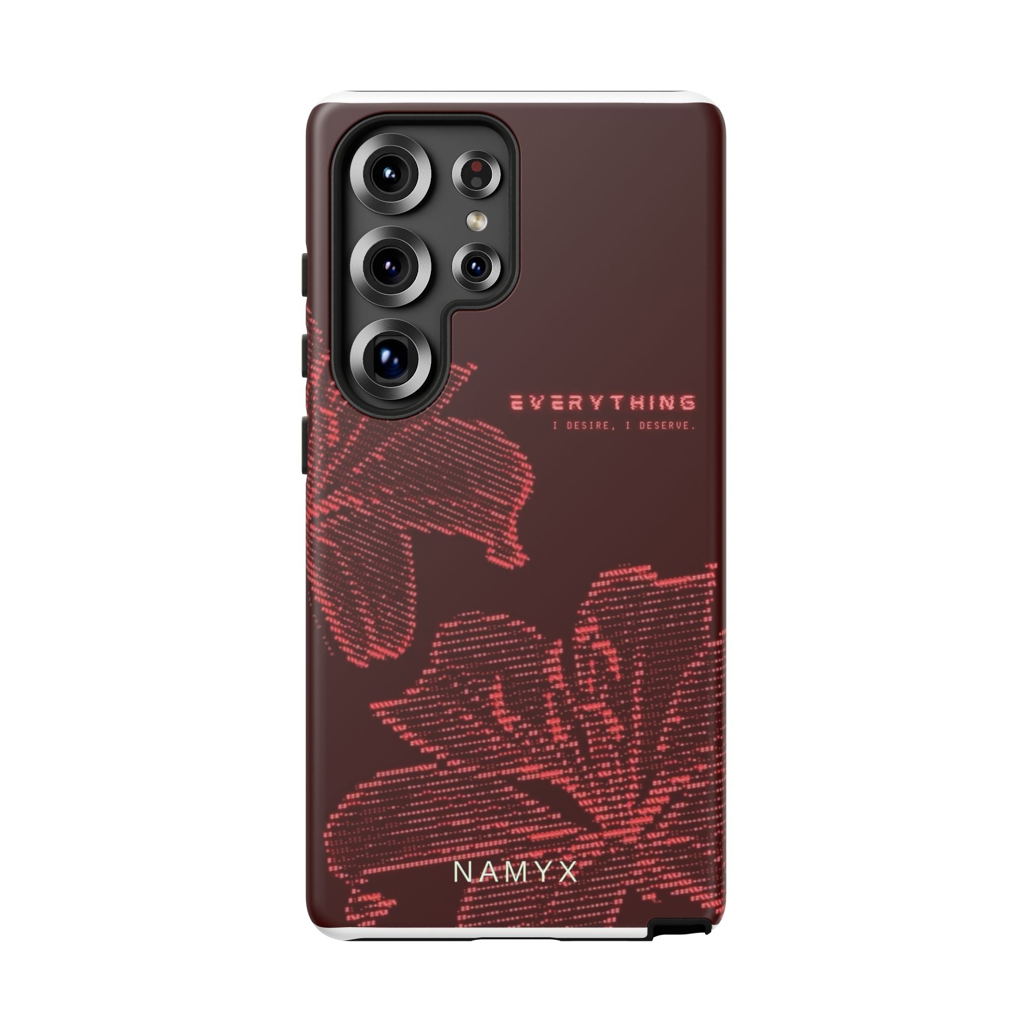 Floral Tough Phone Case — 'Everything' Burgundy Protective Cover