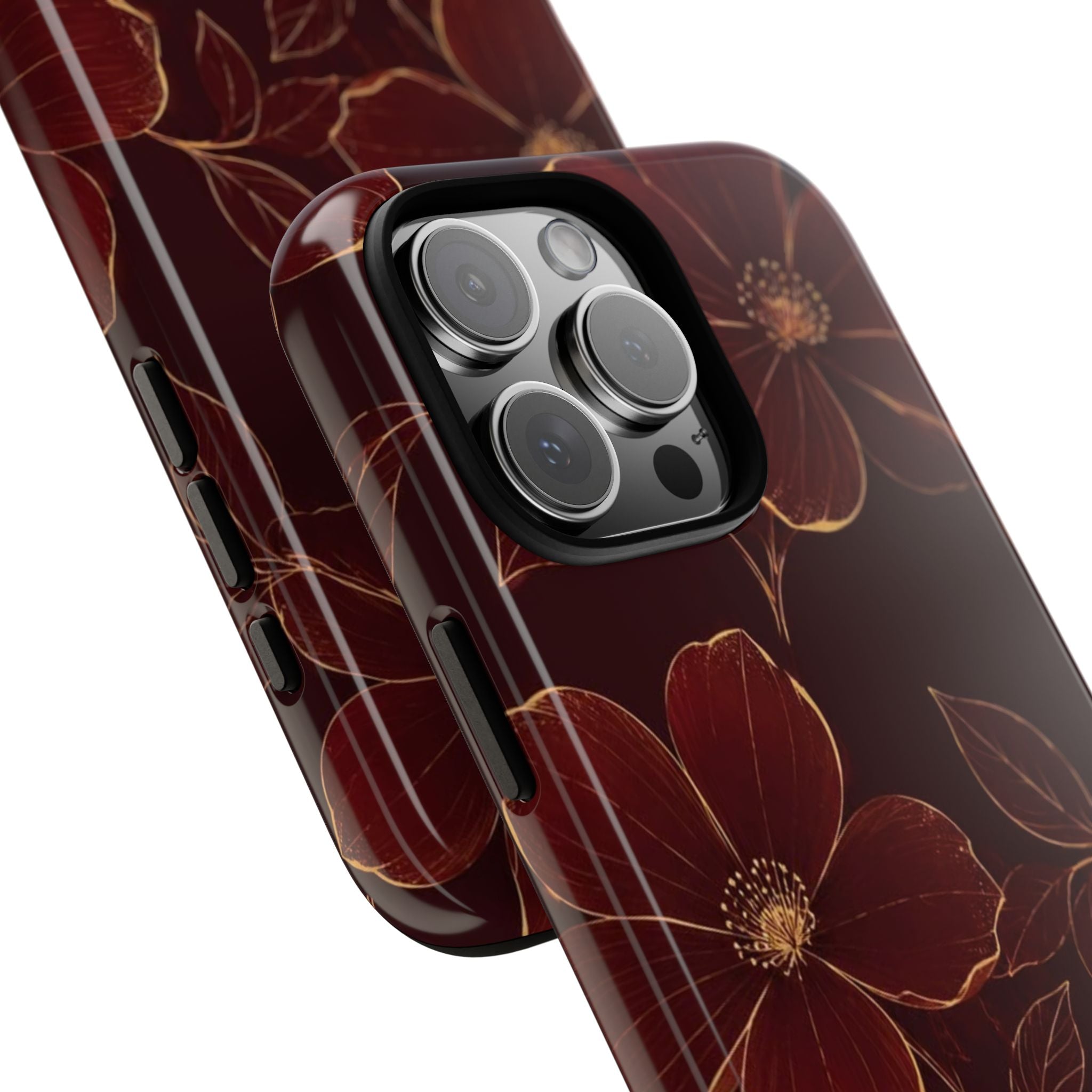 Floral Tough Case — Dark Red Botanical Phone Case