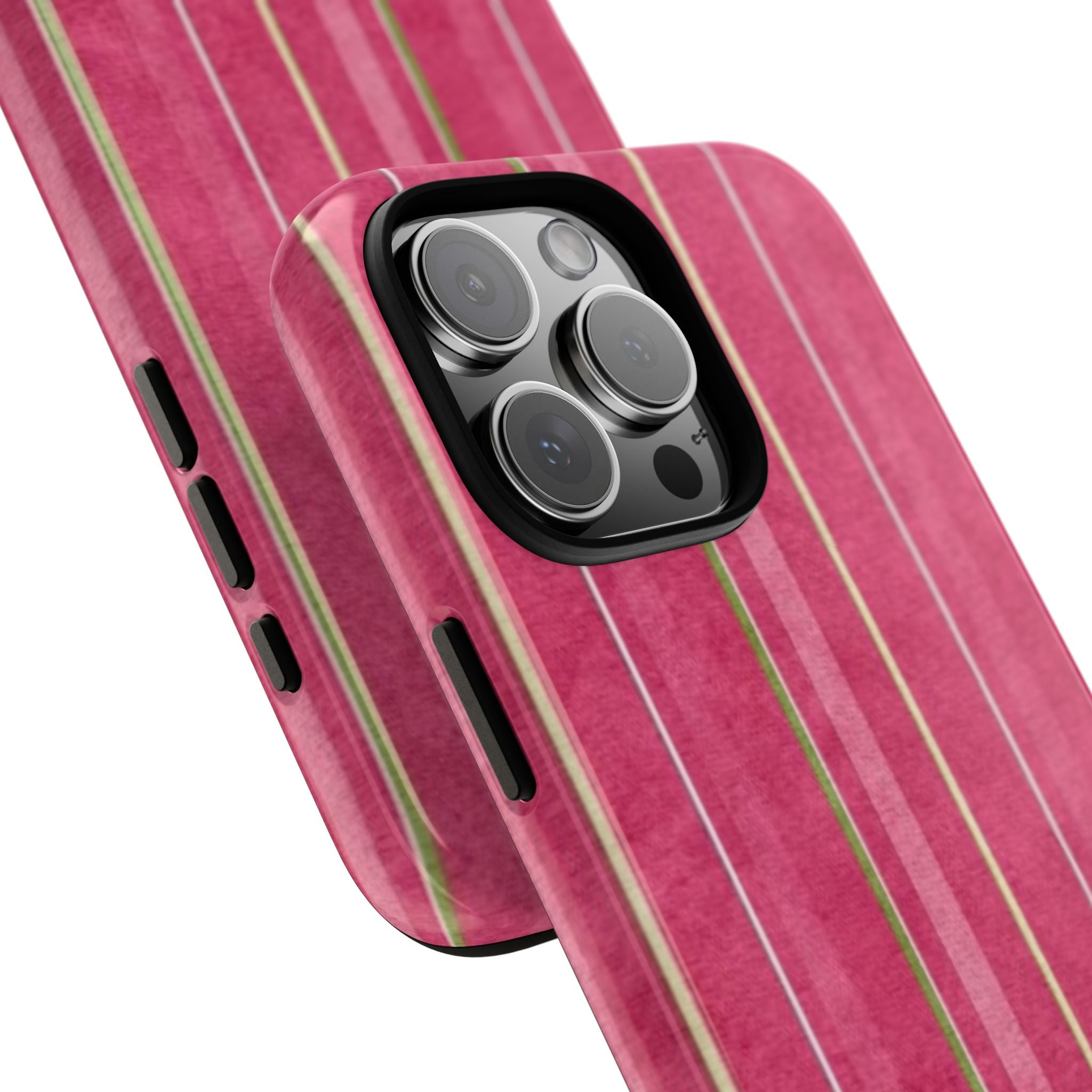 Pink Vertical Stripe Tough Phone Case — Durable Protective iPhone Cover with Subtle Vintage Stripes