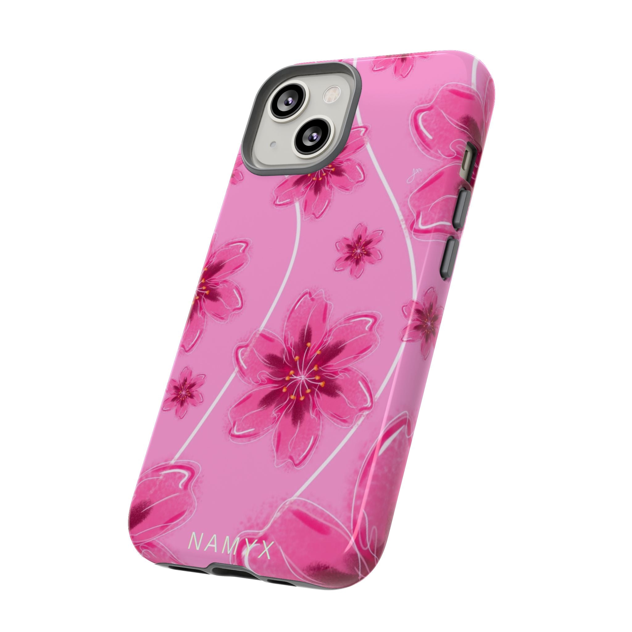 Pink Cherry Blossom Tough Phone Case — Floral Protective Cover