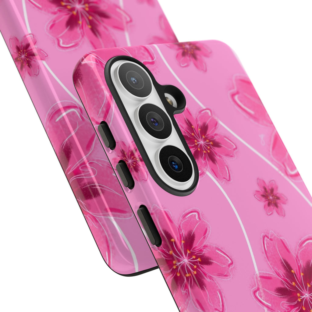 Pink Cherry Blossom Tough Phone Case — Floral Protective Cover