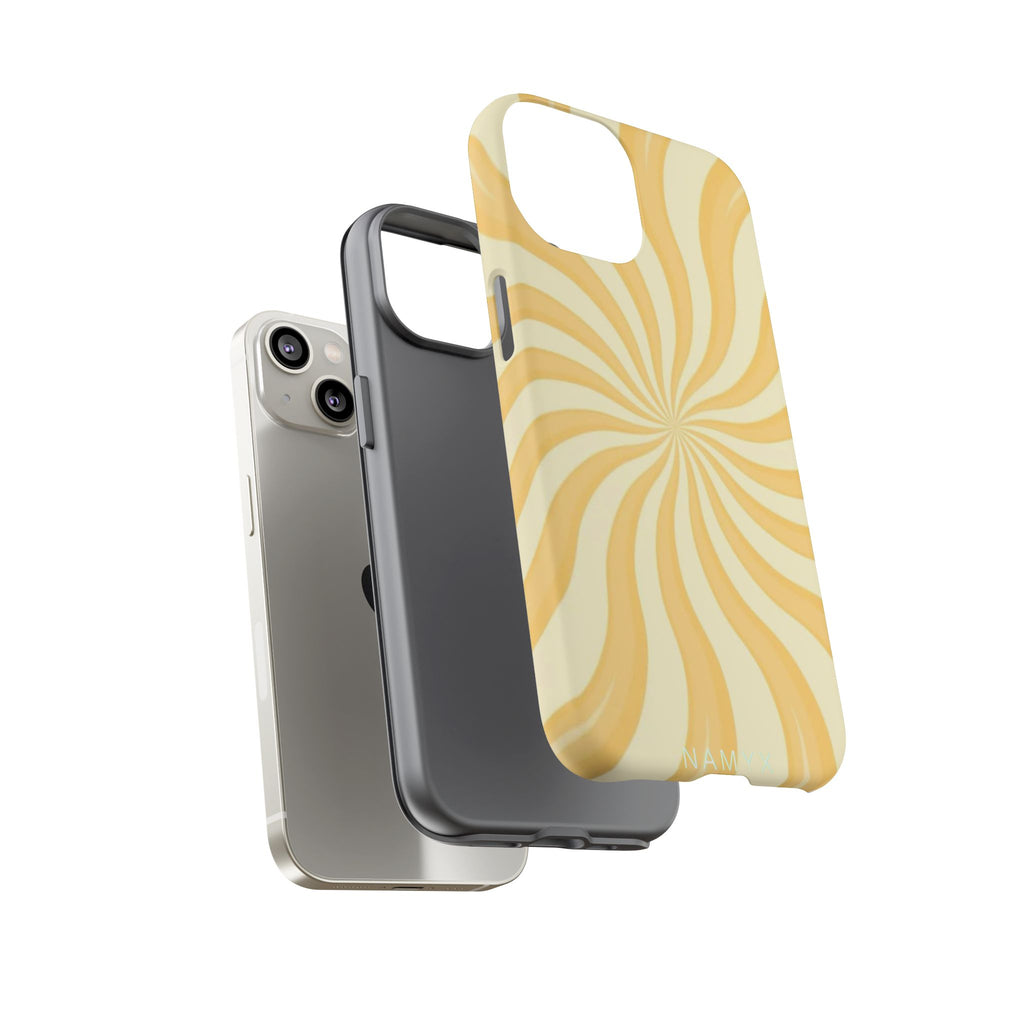 Phone Case — Retro Yellow Swirl Tough Protective Cover