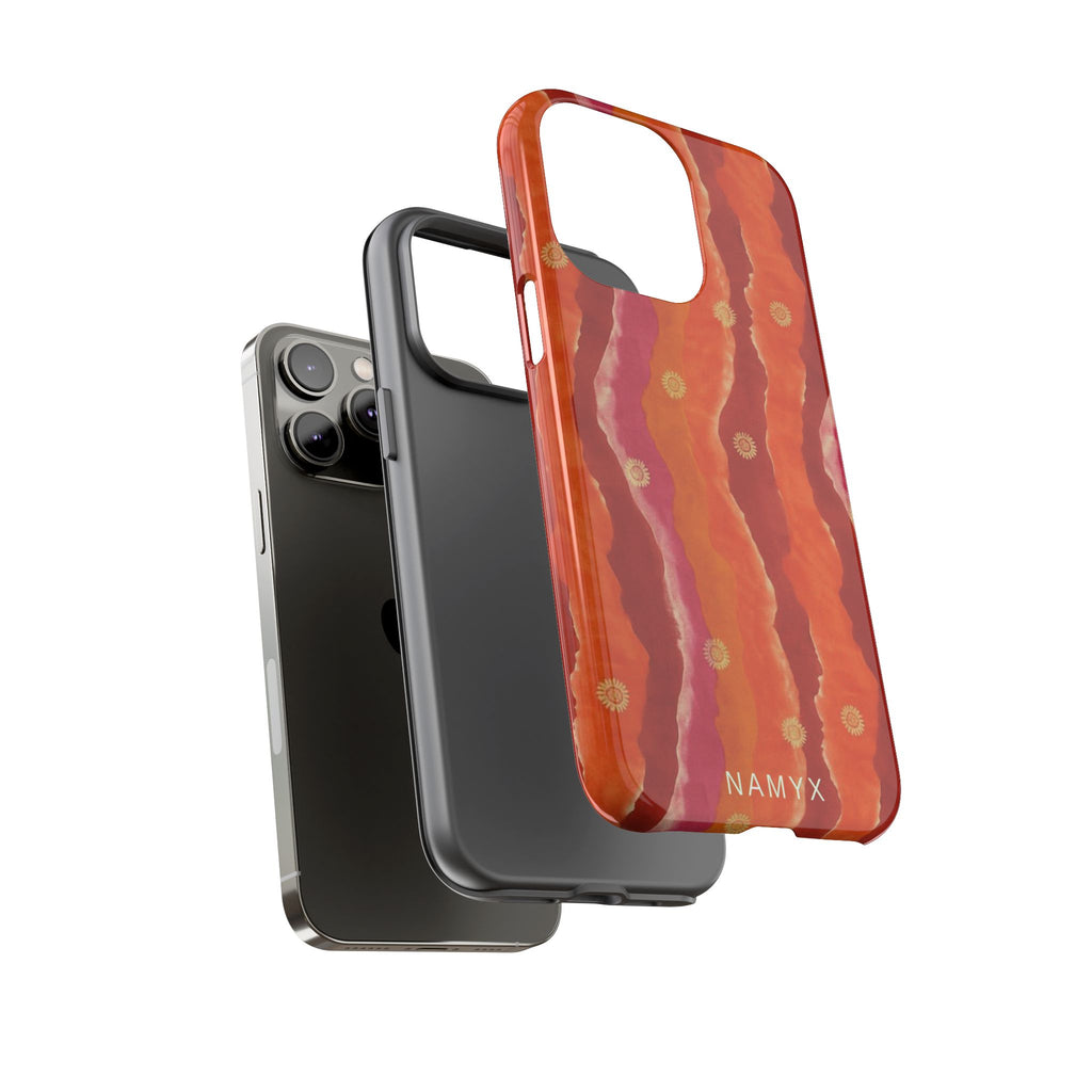 Abstract Red Waves Phone Case — Bold Orange & Pink Protective Tough Case