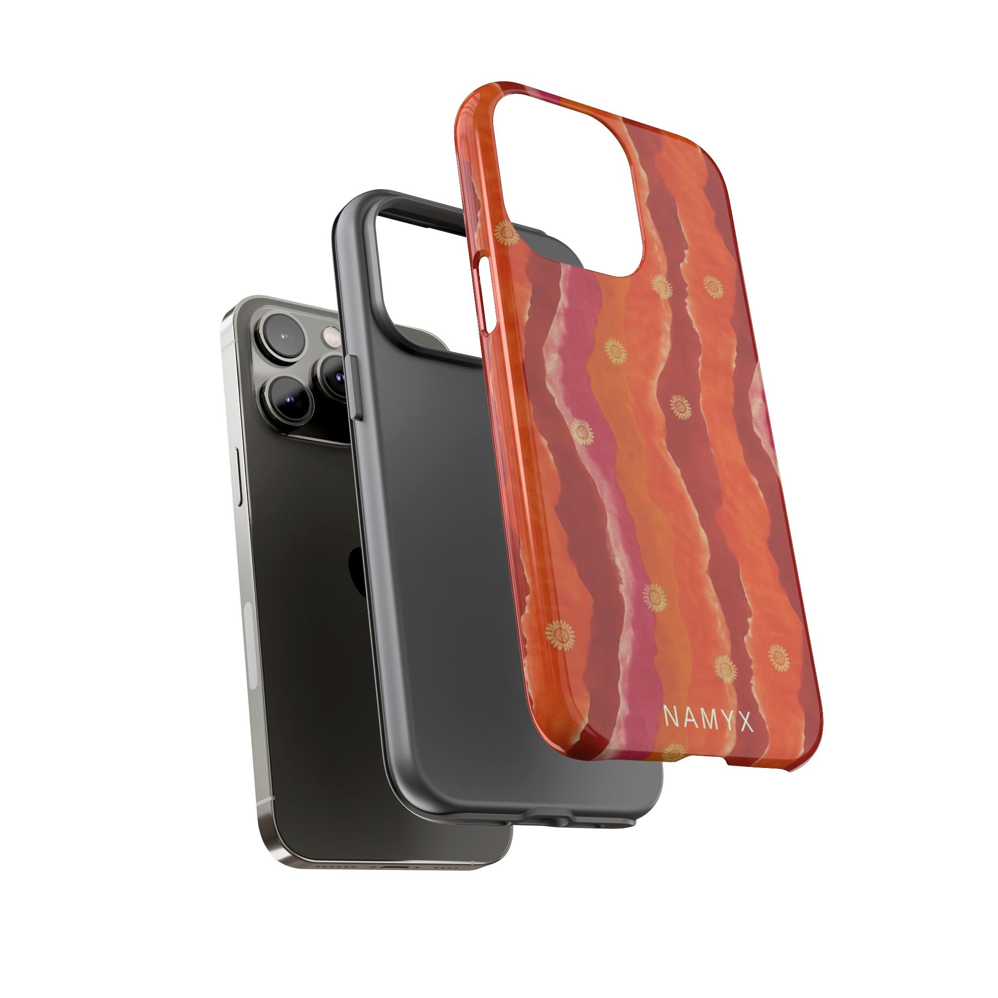 Abstract Red Waves Phone Case — Bold Orange & Pink Protective Tough Case