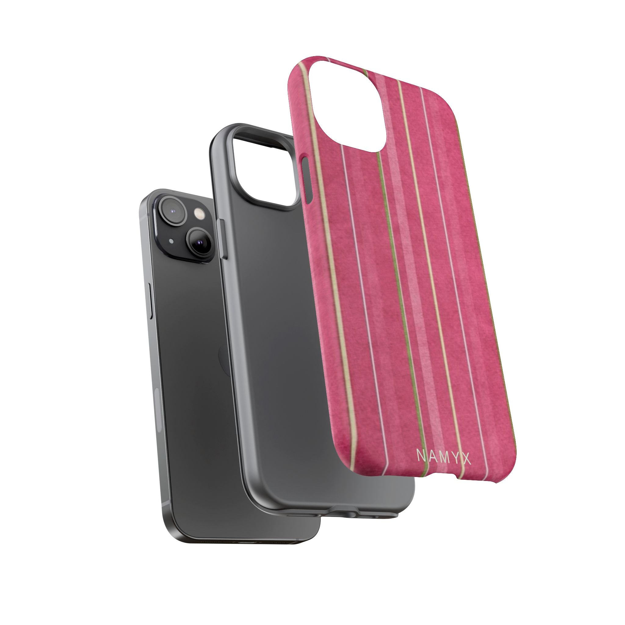 Pink Vertical Stripe Tough Phone Case — Durable Protective iPhone Cover with Subtle Vintage Stripes