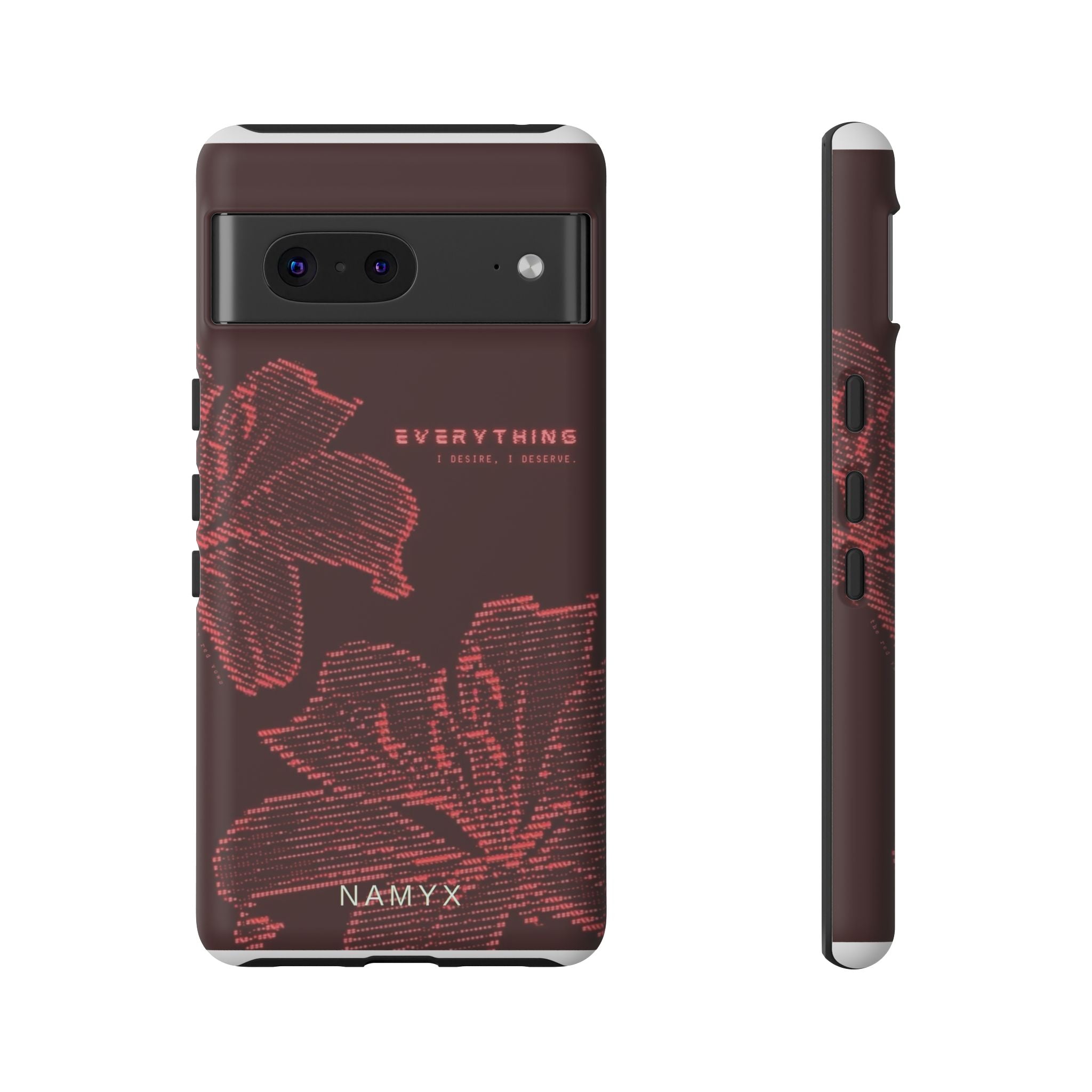 Floral Tough Phone Case — 'Everything' Burgundy Protective Cover