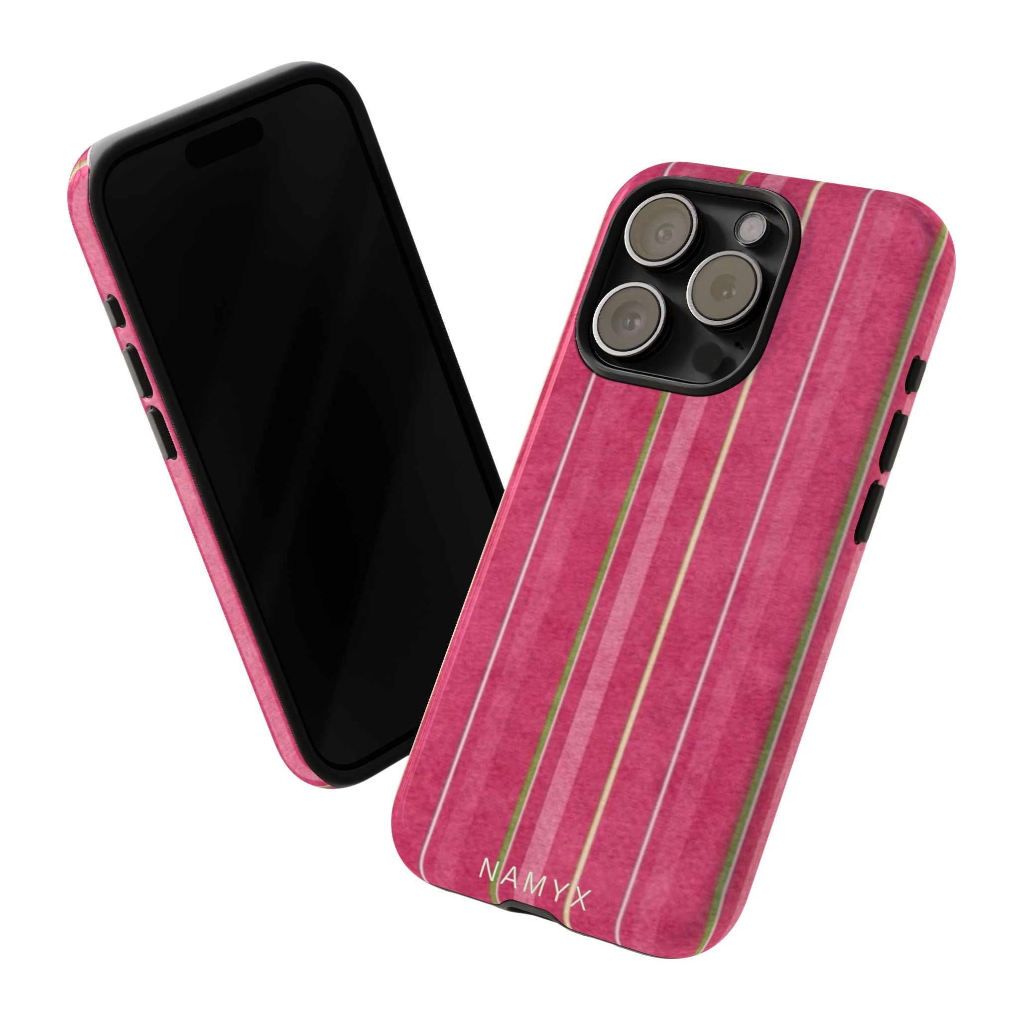 Pink Vertical Stripe Tough Phone Case — Durable Protective iPhone Cover with Subtle Vintage Stripes