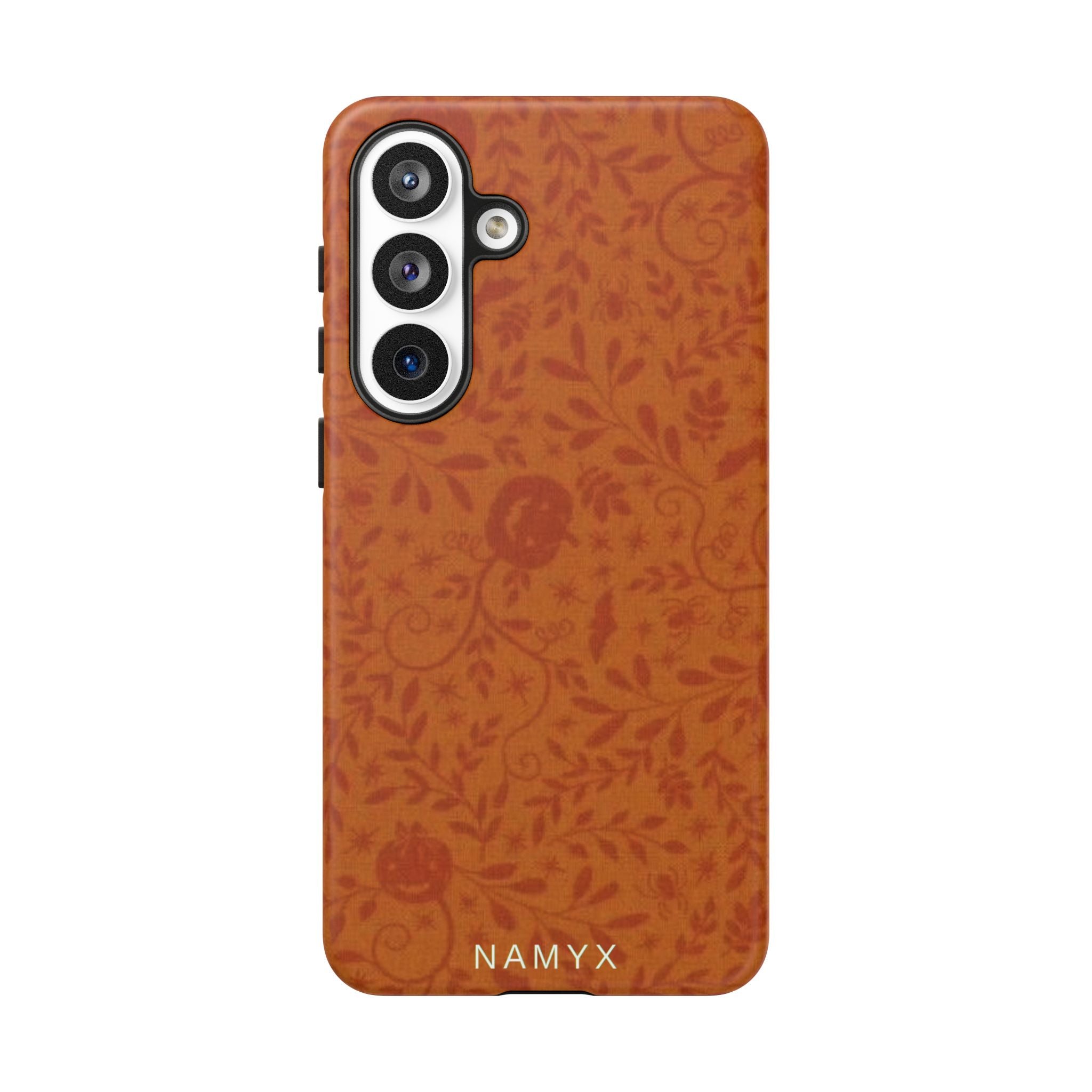 Floral Leather Phone Case — Rustic Orange Botanical Tough Case