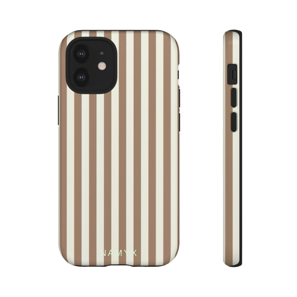 Striped Beige Phone Case — Classic Vertical Brown & Cream Stripe Tough Case