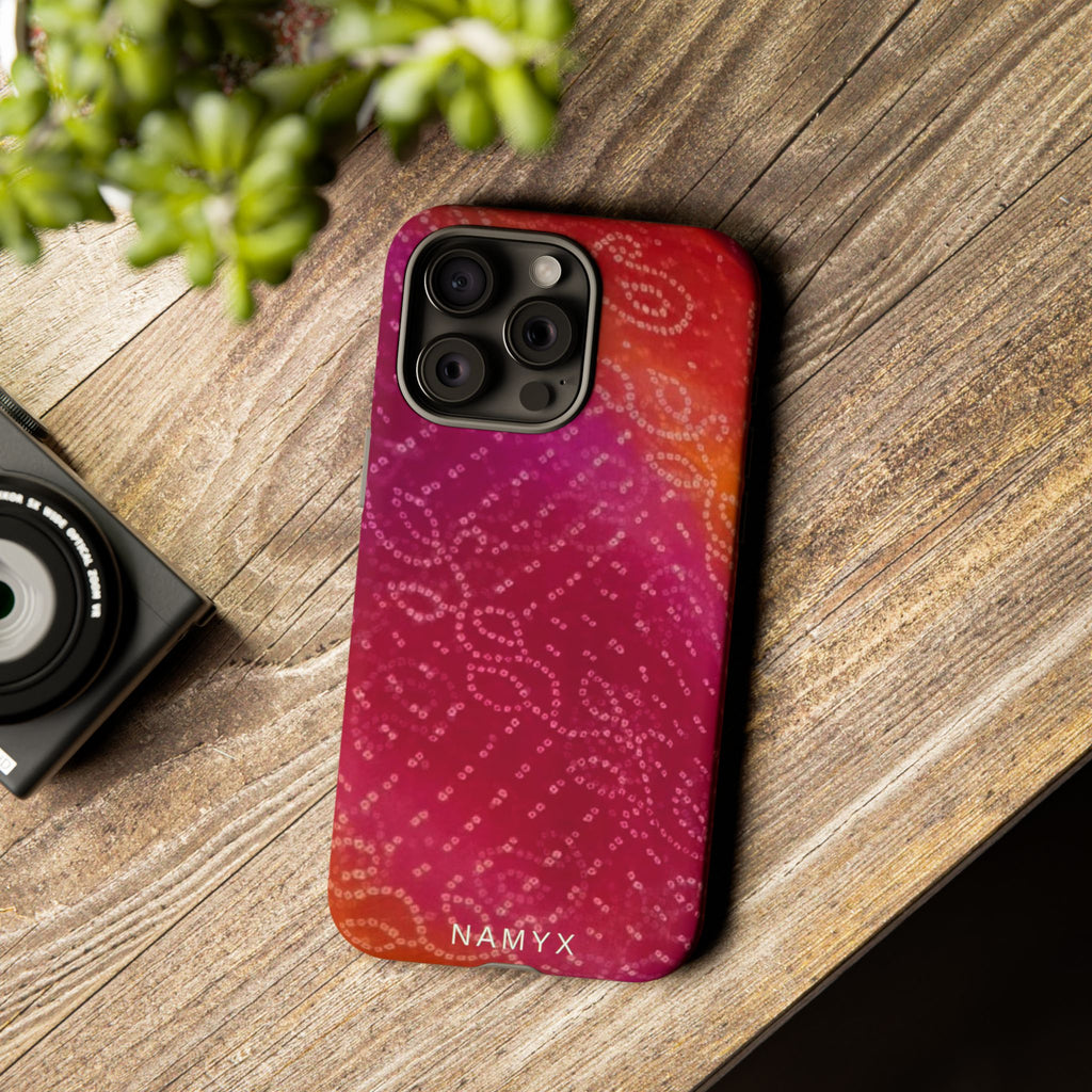 Floral Bandana Tough Case — Protective Phone Case with Pink Orange Paisley Design