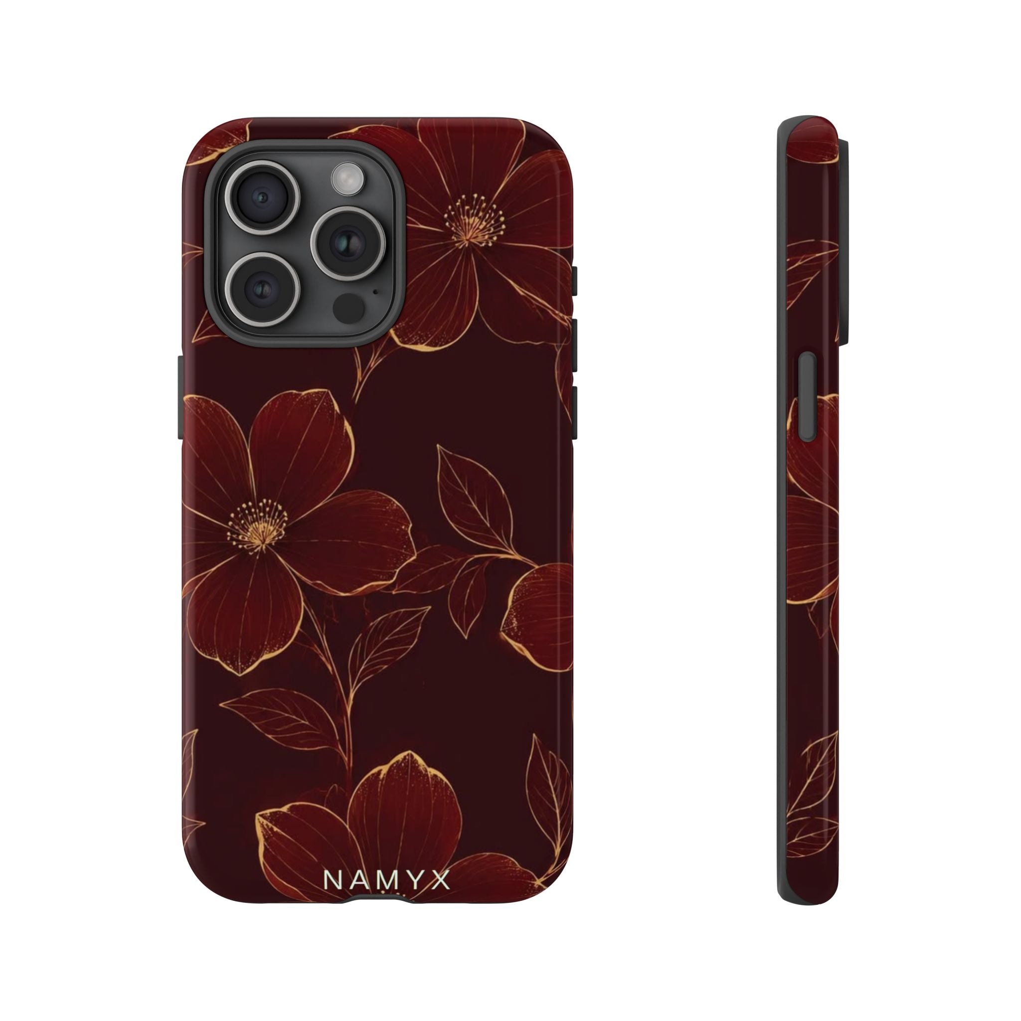 Floral Tough Case — Dark Red Botanical Phone Case