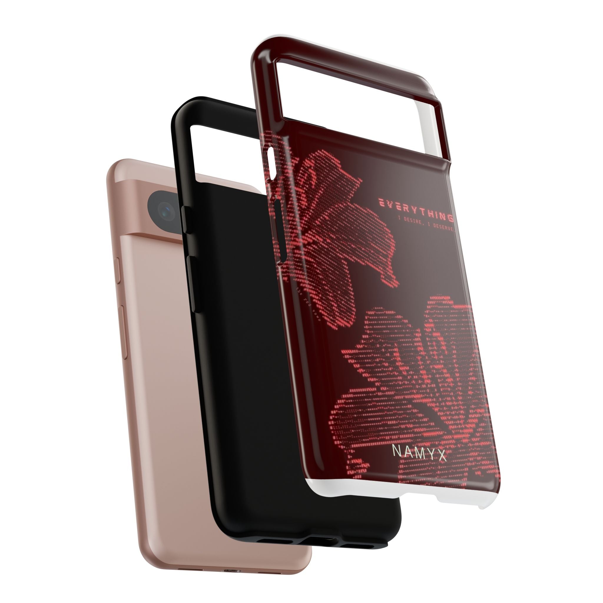 Floral Tough Phone Case — 'Everything' Burgundy Protective Cover