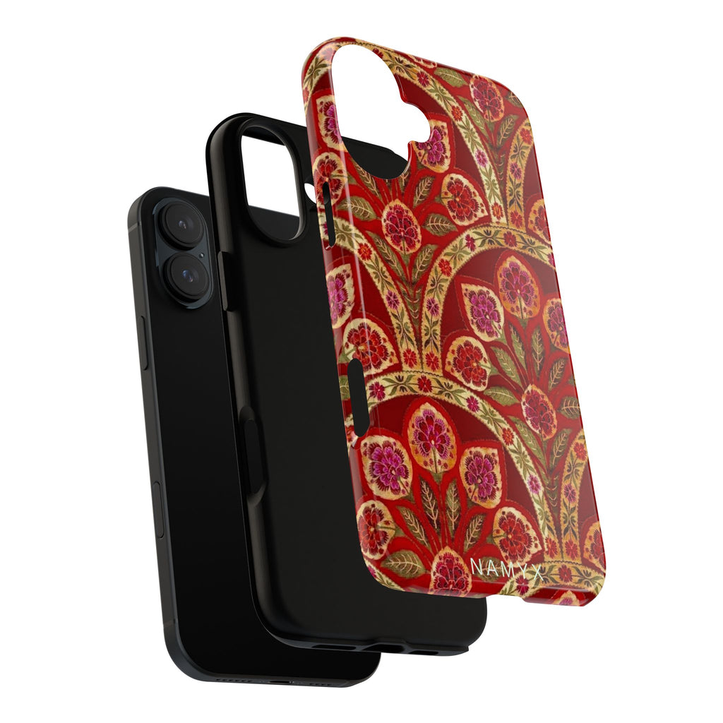 Floral Paisley Tough Phone Case — Red Gold Vintage Pattern