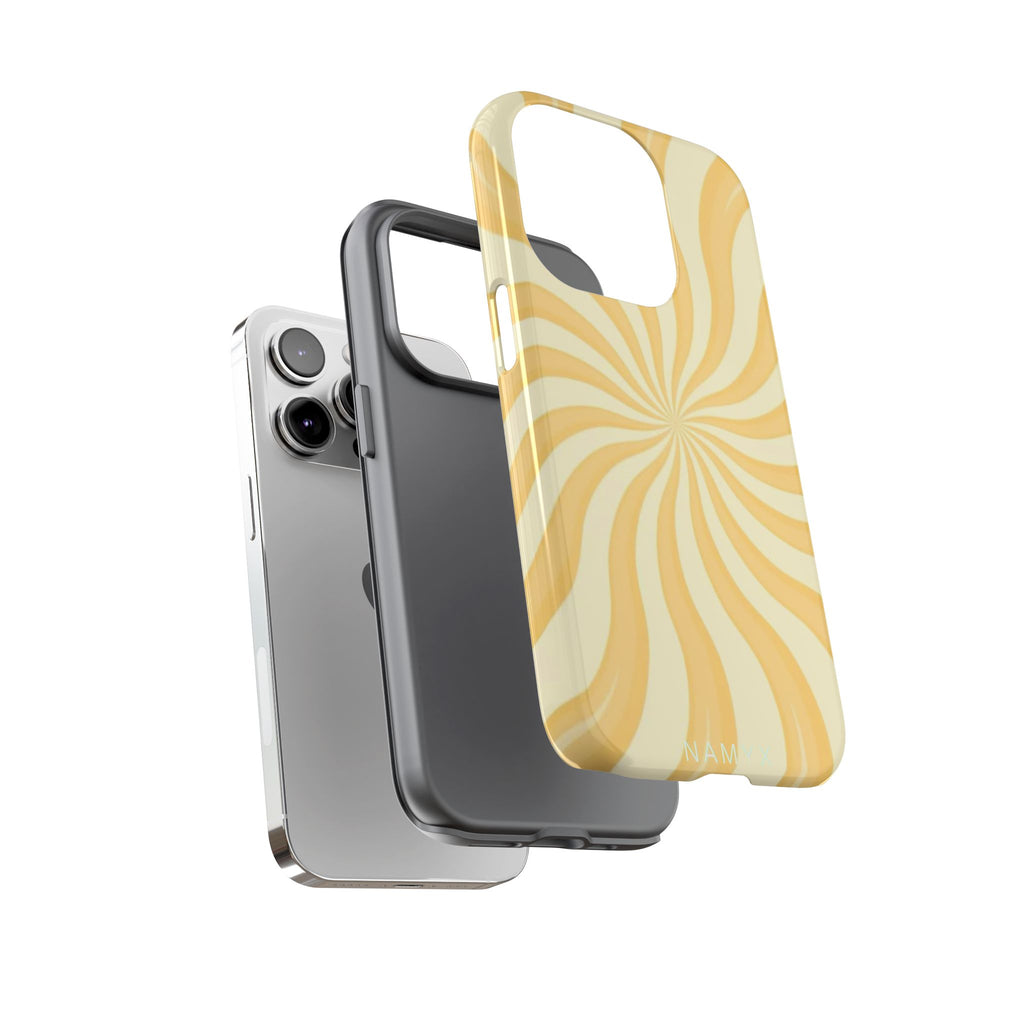 Phone Case — Retro Yellow Swirl Tough Protective Cover