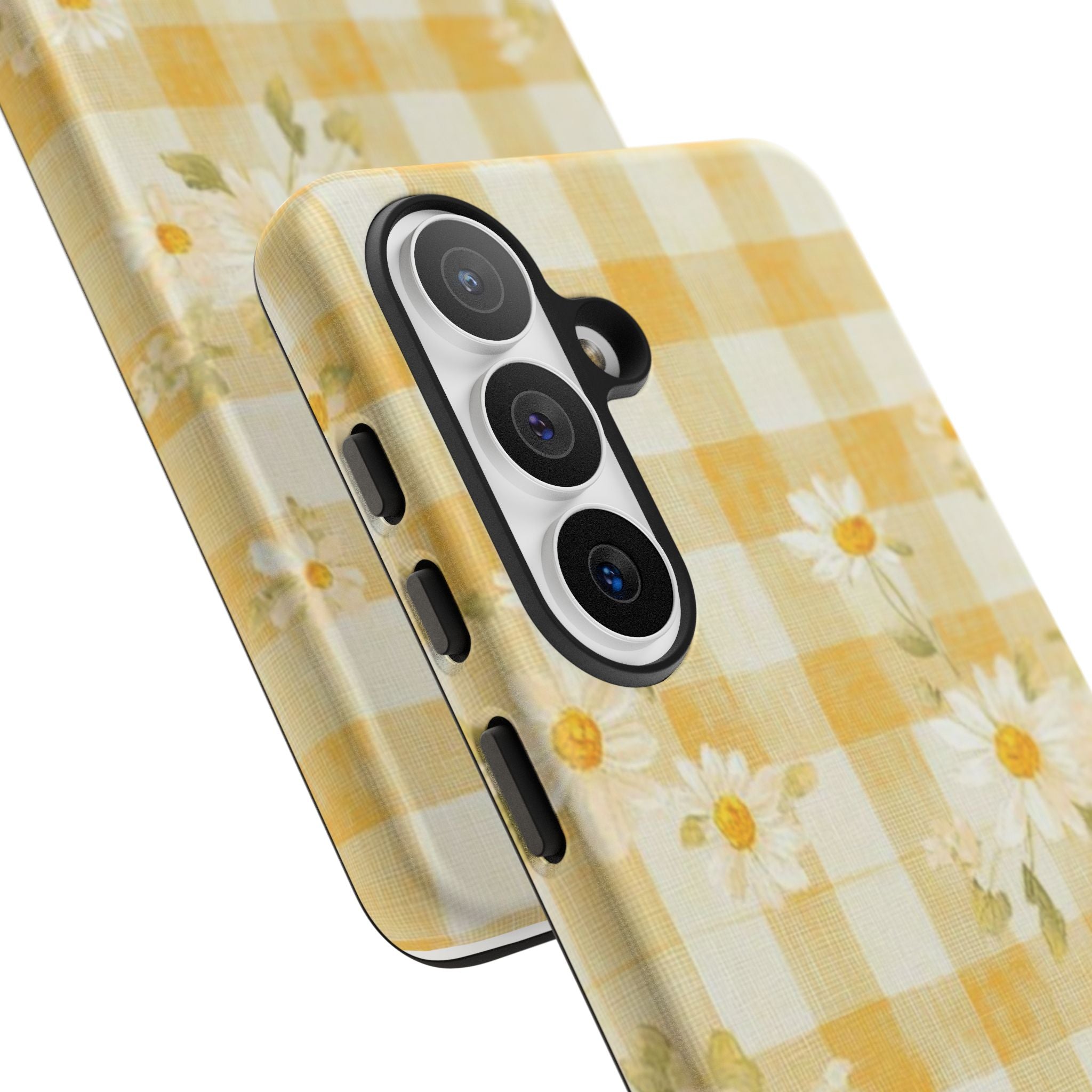 Daisy Gingham Tough Phone Case — Yellow Floral Protective Cover