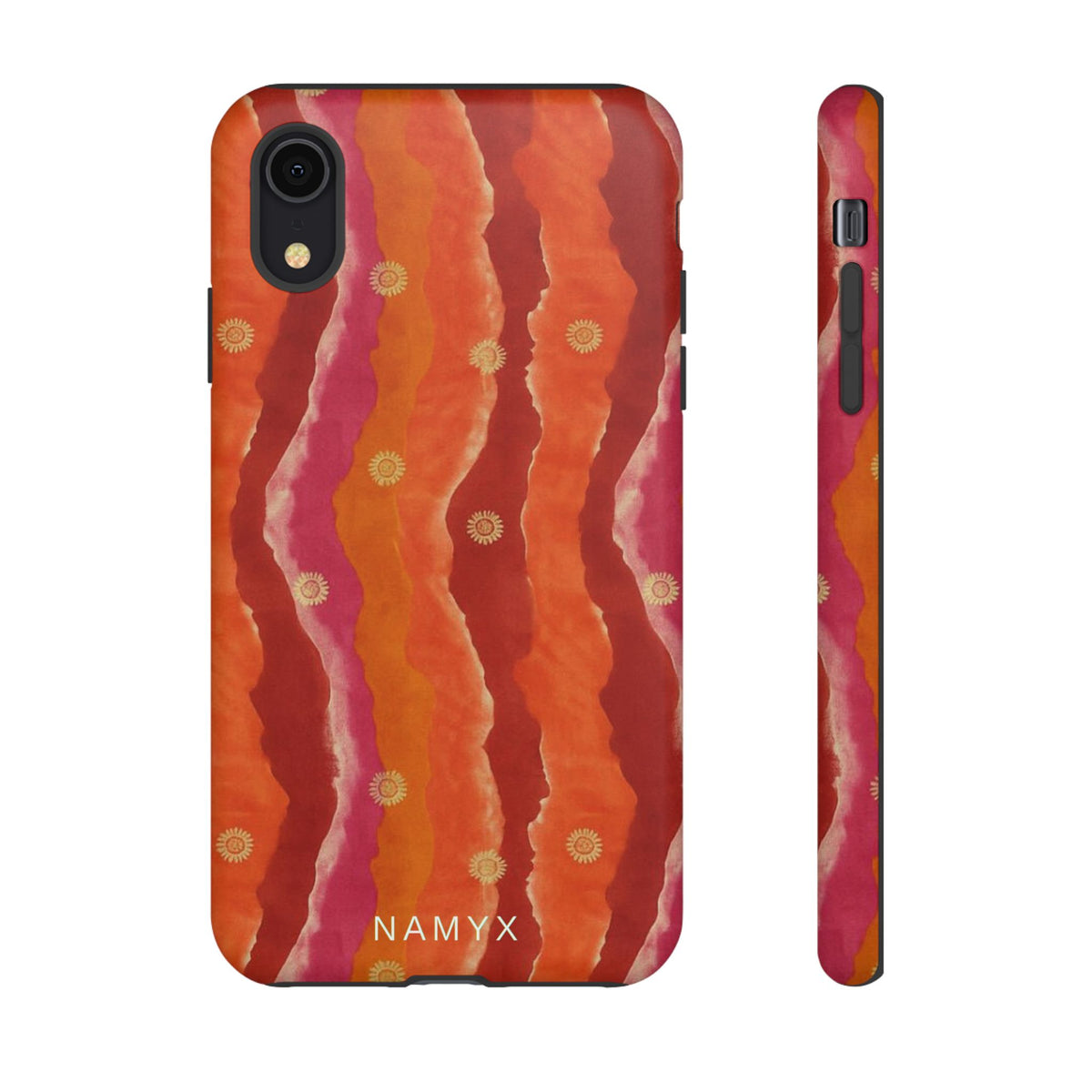 Abstract Red Waves Phone Case — Bold Orange & Pink Protective Tough Case