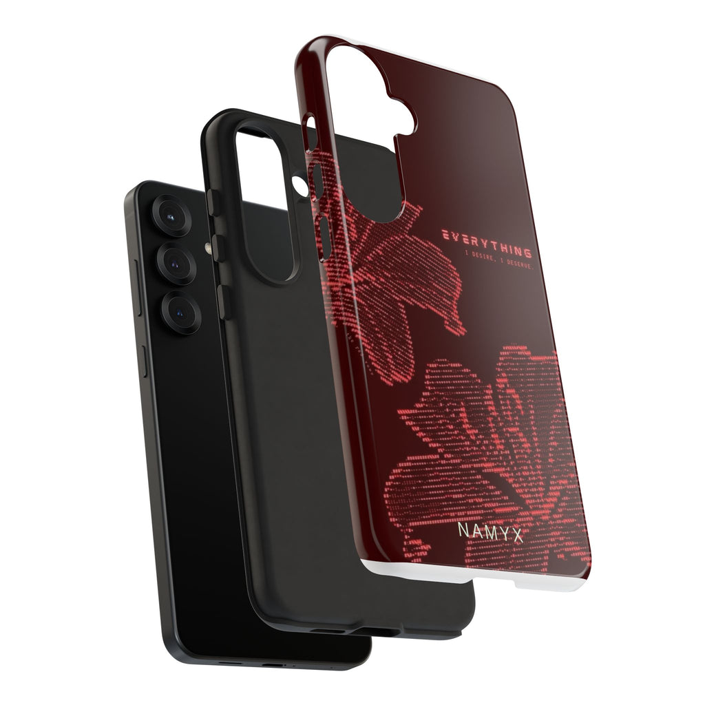 Floral Tough Phone Case — 'Everything' Burgundy Protective Cover