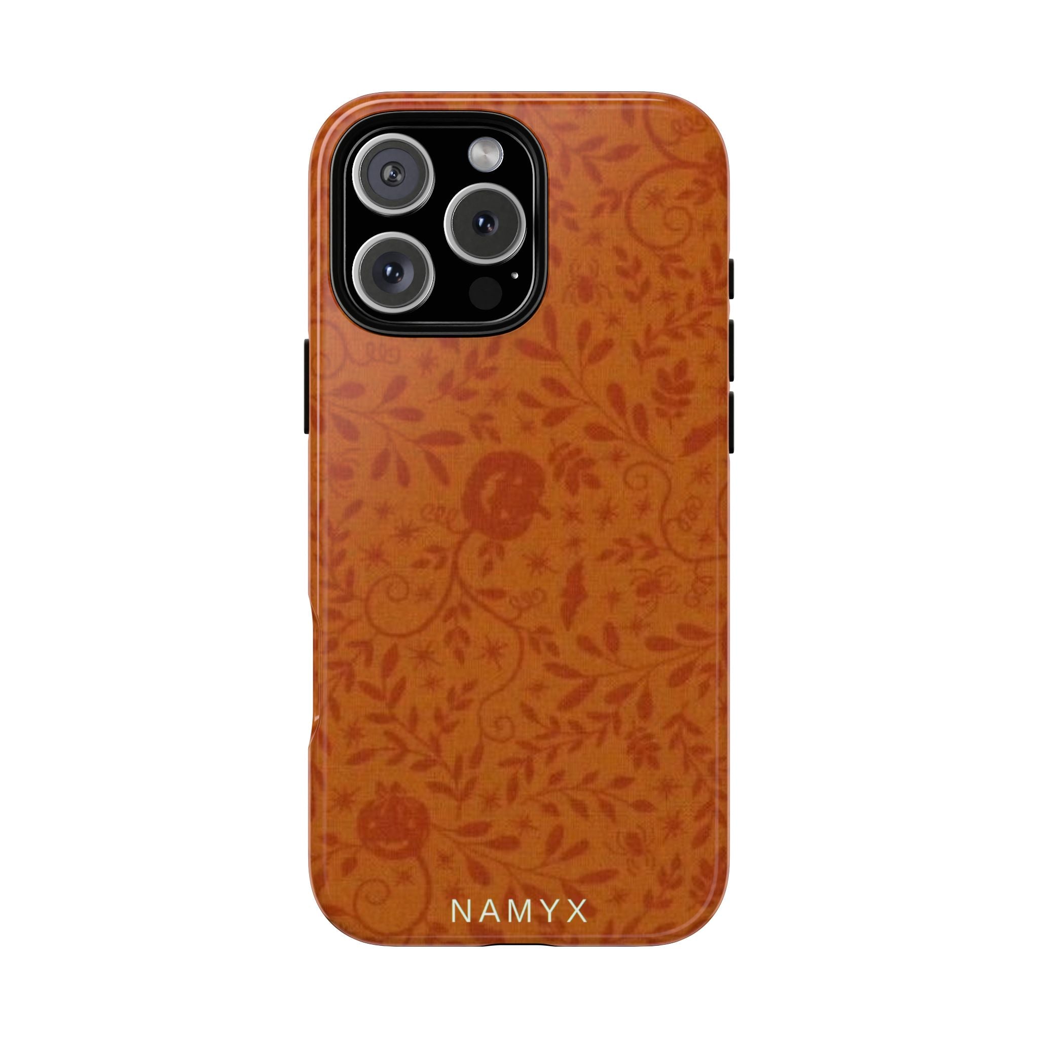 Floral Leather Phone Case — Rustic Orange Botanical Tough Case