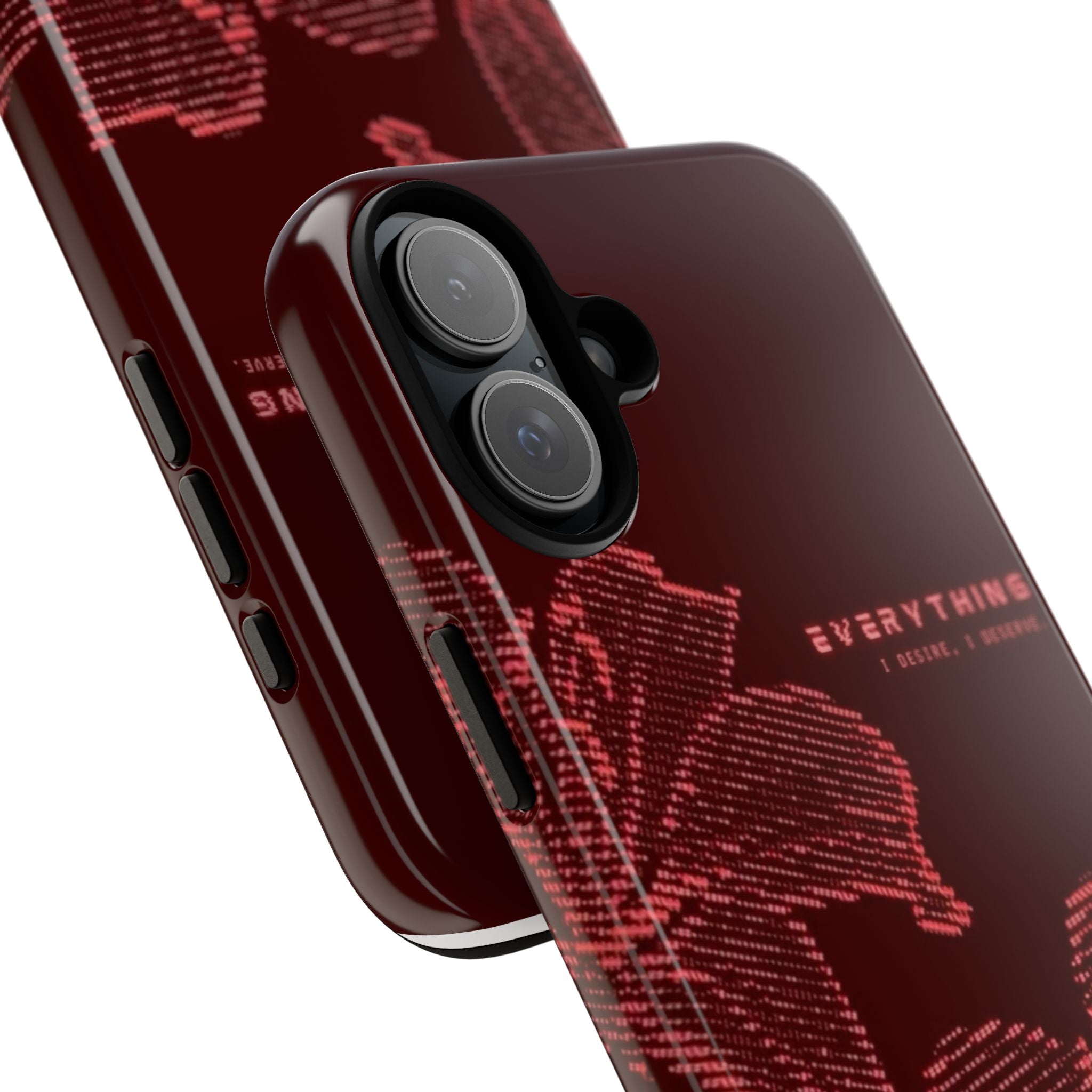 Floral Tough Phone Case — 'Everything' Burgundy Protective Cover