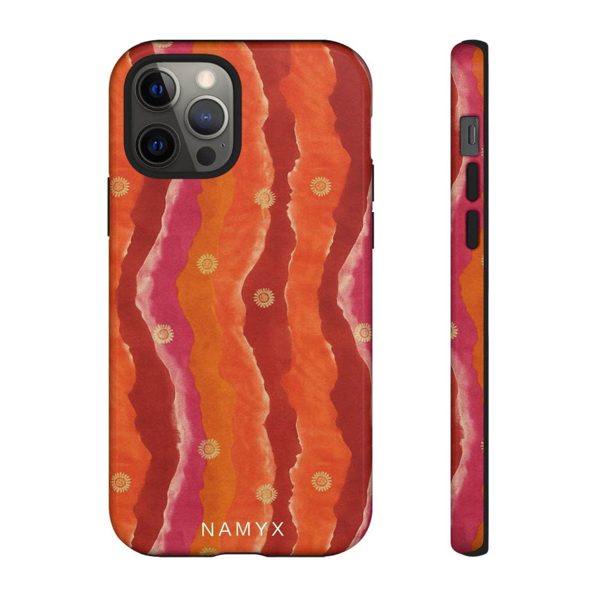 Abstract Red Waves Phone Case — Bold Orange & Pink Protective Tough Case