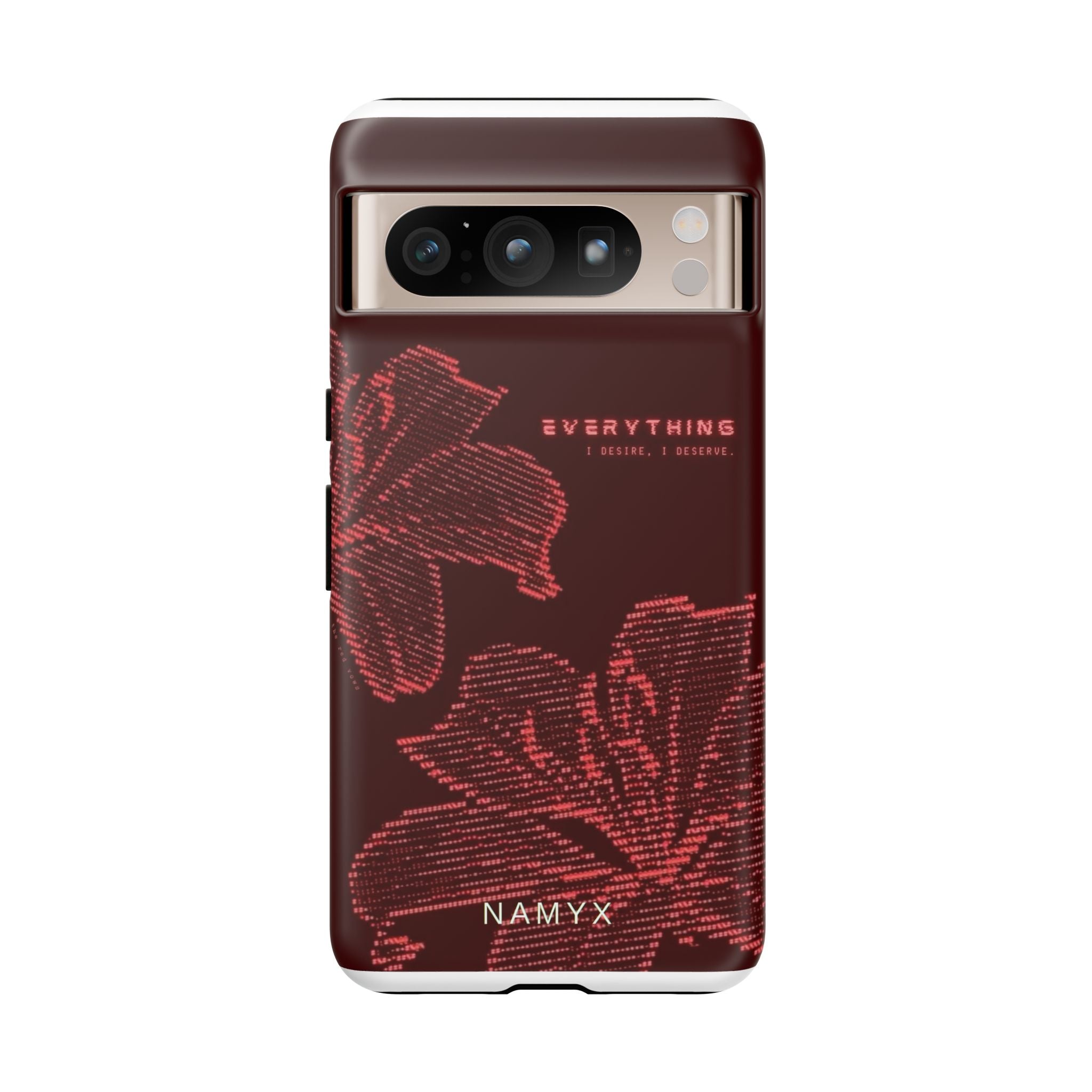Floral Tough Phone Case — 'Everything' Burgundy Protective Cover