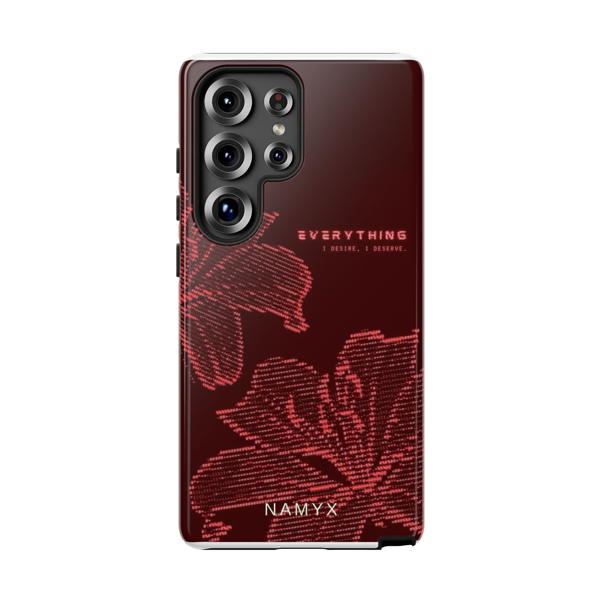 Floral Tough Phone Case — 'Everything' Burgundy Protective Cover