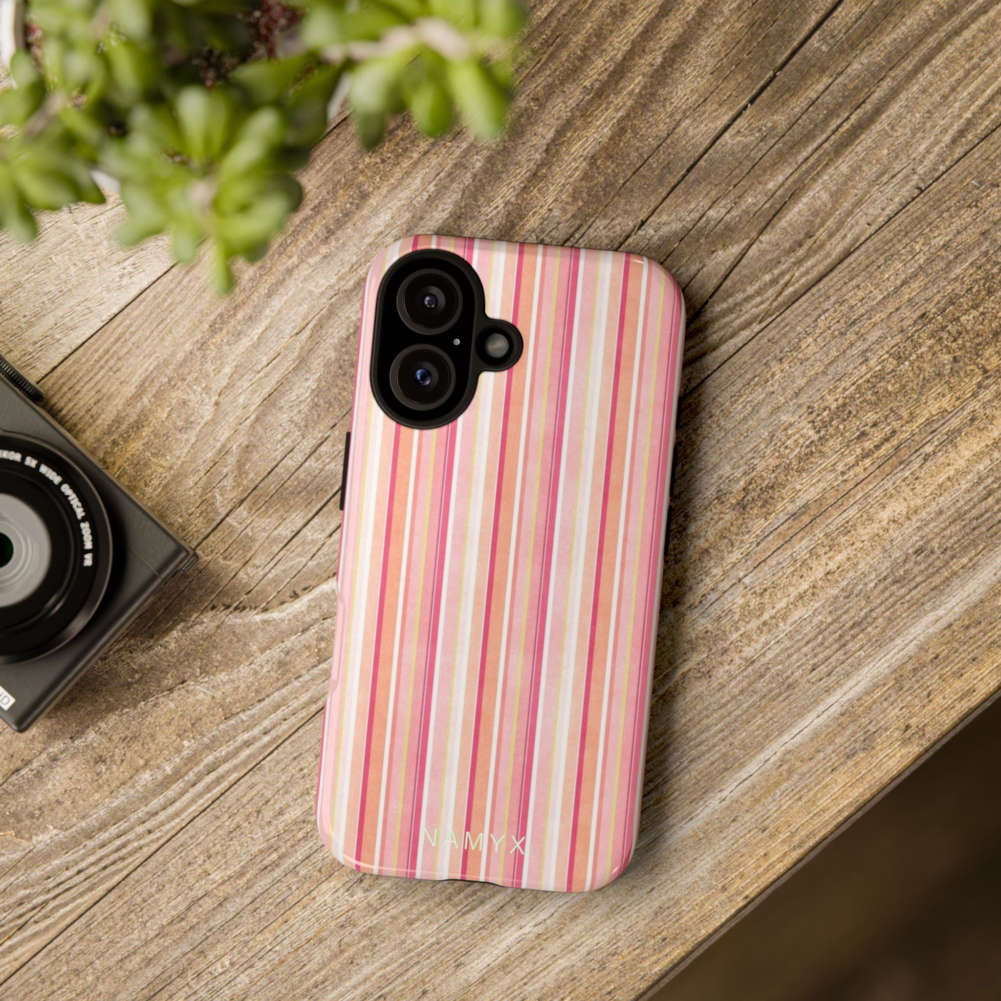 Pink Vintage Stripe Tough Phone Case