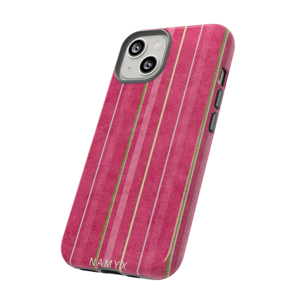 Pink Vertical Stripe Tough Phone Case — Durable Protective iPhone Cover with Subtle Vintage Stripes