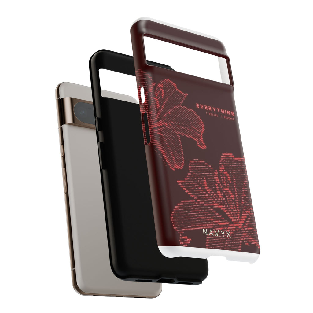 Floral Tough Phone Case — 'Everything' Burgundy Protective Cover