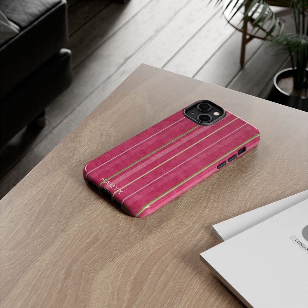 Pink Vertical Stripe Tough Phone Case — Durable Protective iPhone Cover with Subtle Vintage Stripes