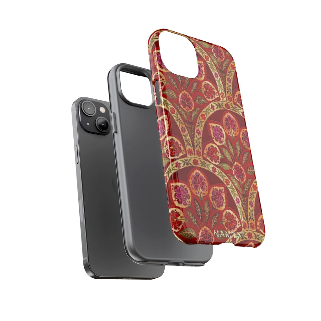 Floral Paisley Tough Phone Case — Red Gold Vintage Pattern