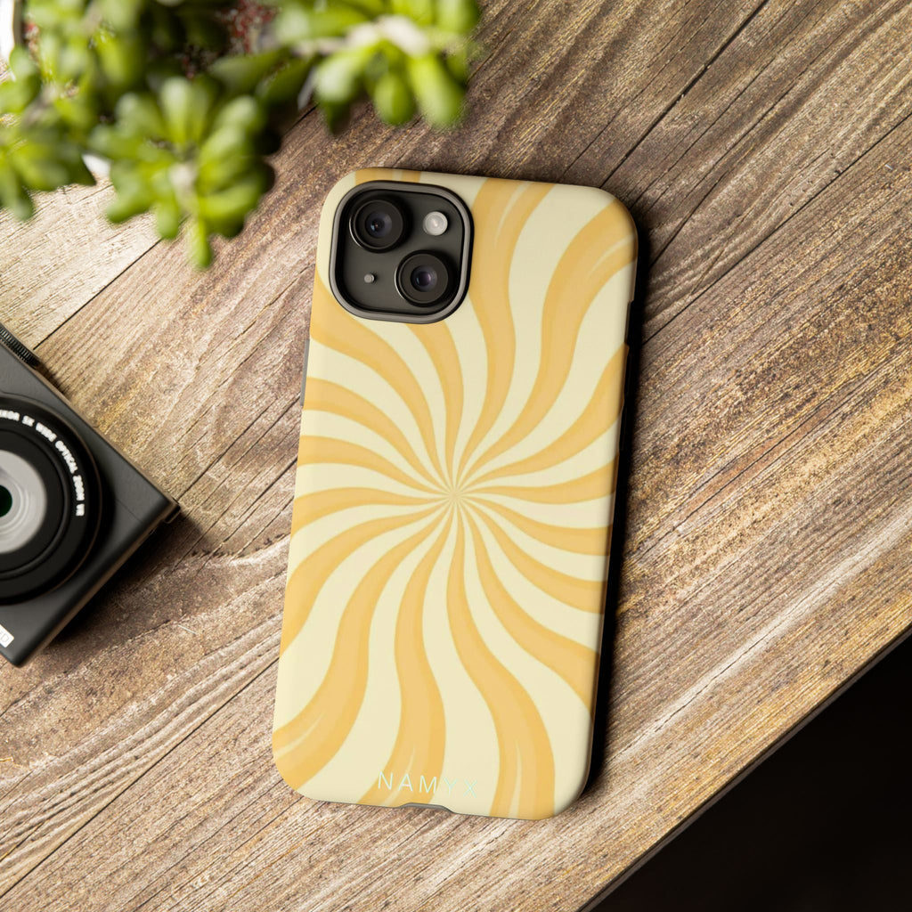 Phone Case — Retro Yellow Swirl Tough Protective Cover