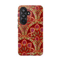 Floral Paisley Tough Phone Case — Red Gold Vintage Pattern