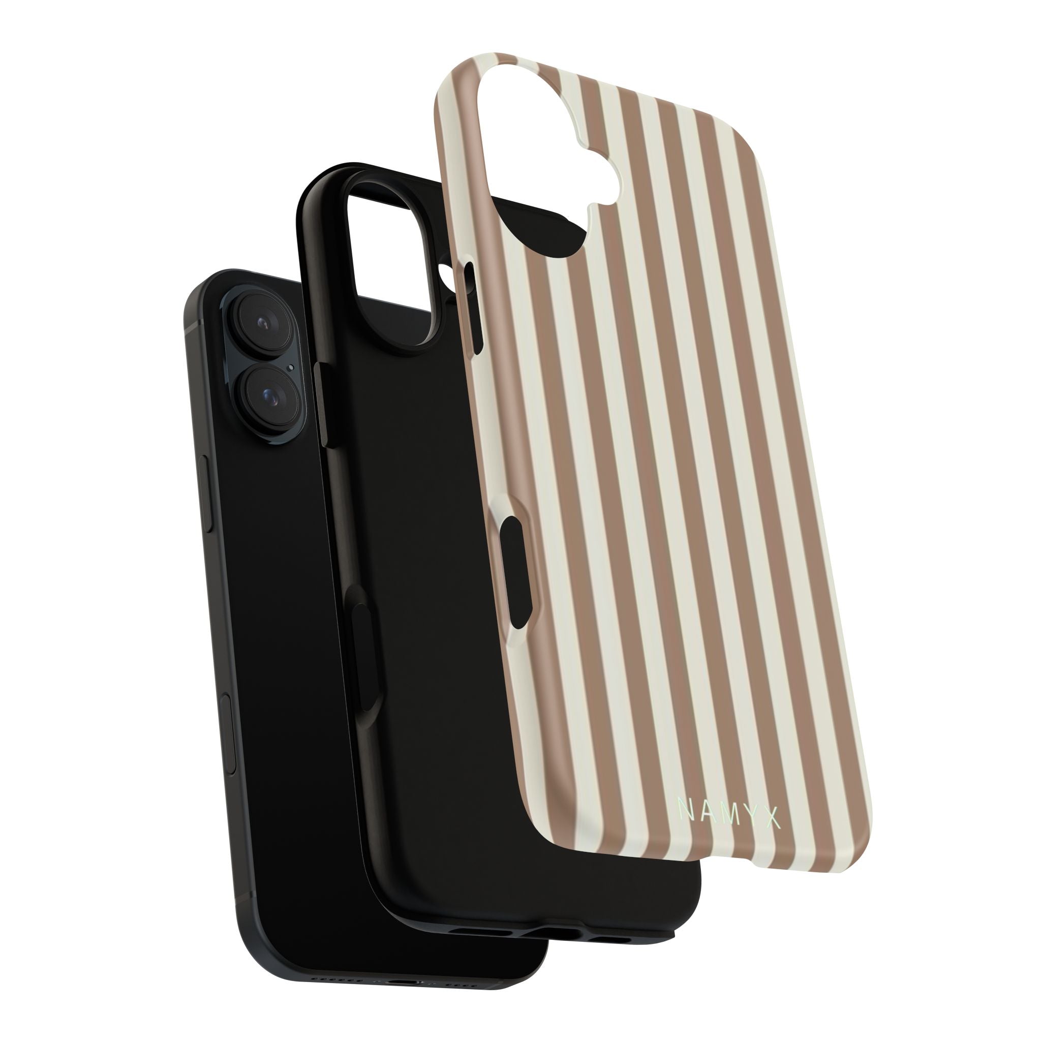 Striped Beige Phone Case — Classic Vertical Brown & Cream Stripe Tough Case