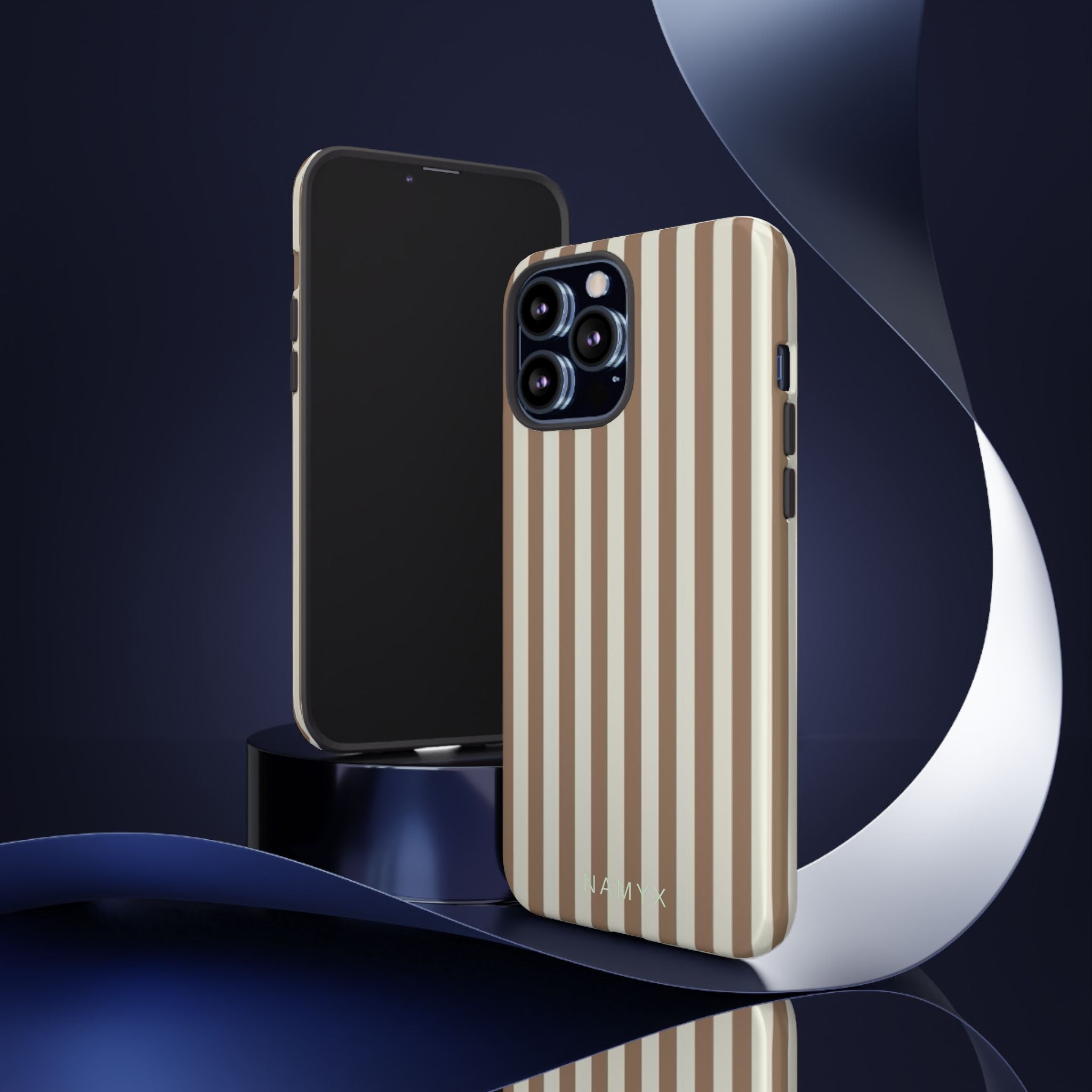 Striped Beige Phone Case — Classic Vertical Brown & Cream Stripe Tough Case