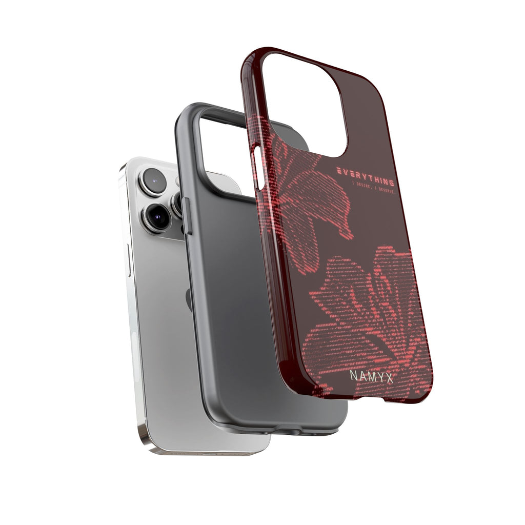 Floral Tough Phone Case — 'Everything' Burgundy Protective Cover