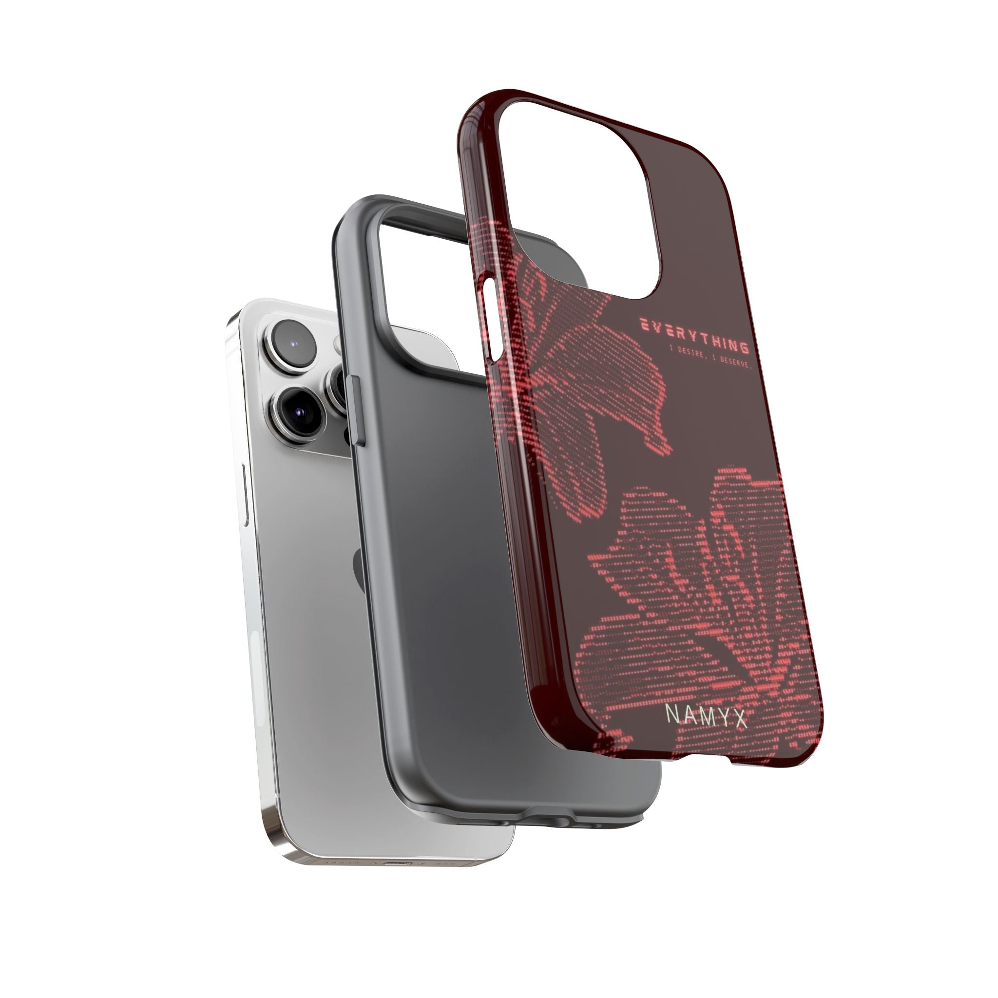 Floral Tough Phone Case — 'Everything' Burgundy Protective Cover