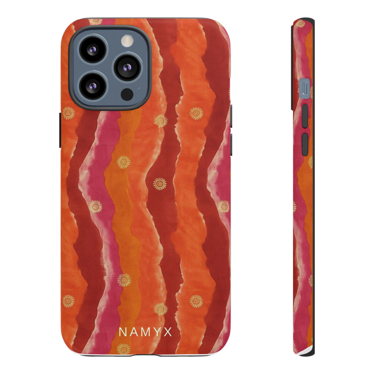 Abstract Red Waves Phone Case — Bold Orange & Pink Protective Tough Case