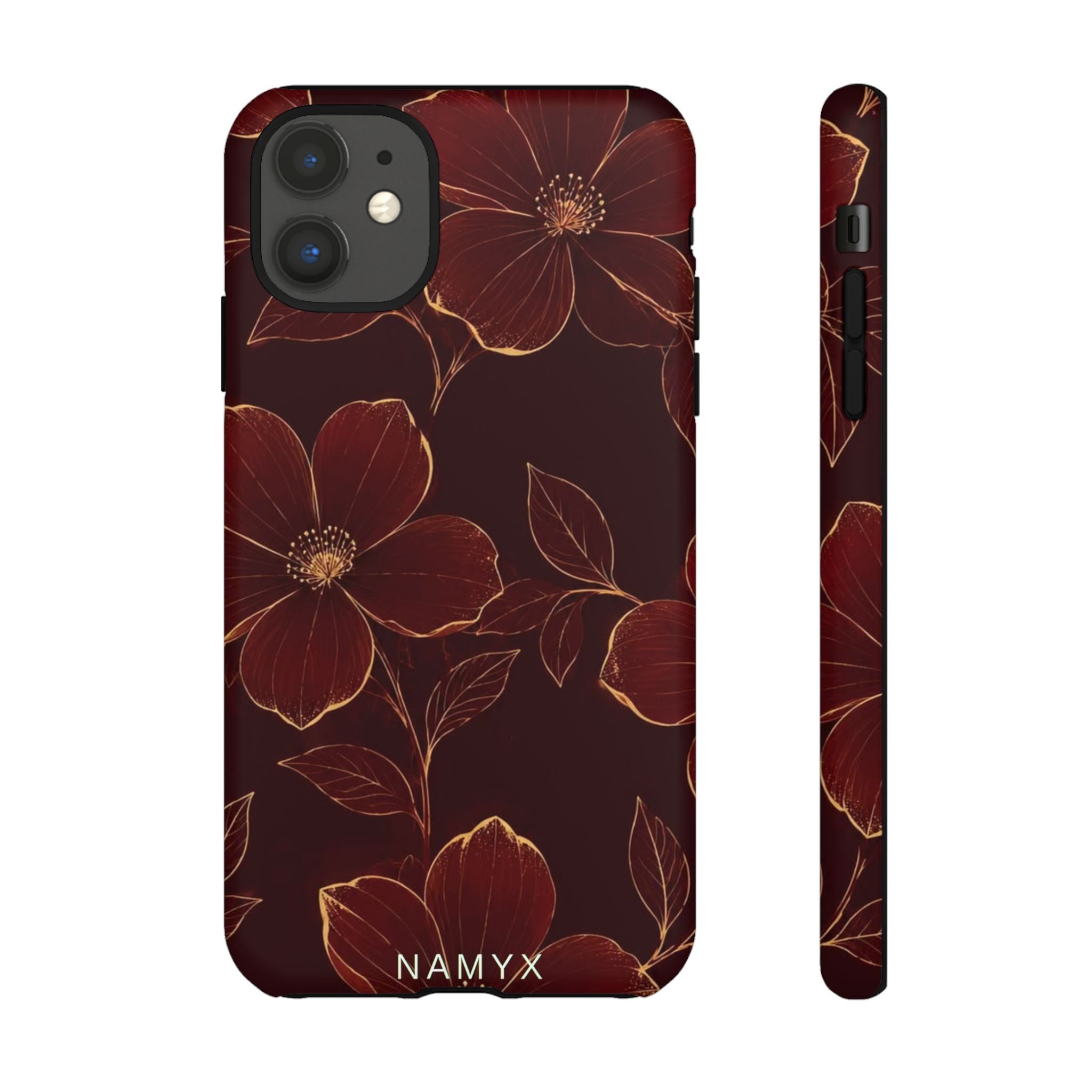 Floral Tough Case — Dark Red Botanical Phone Case