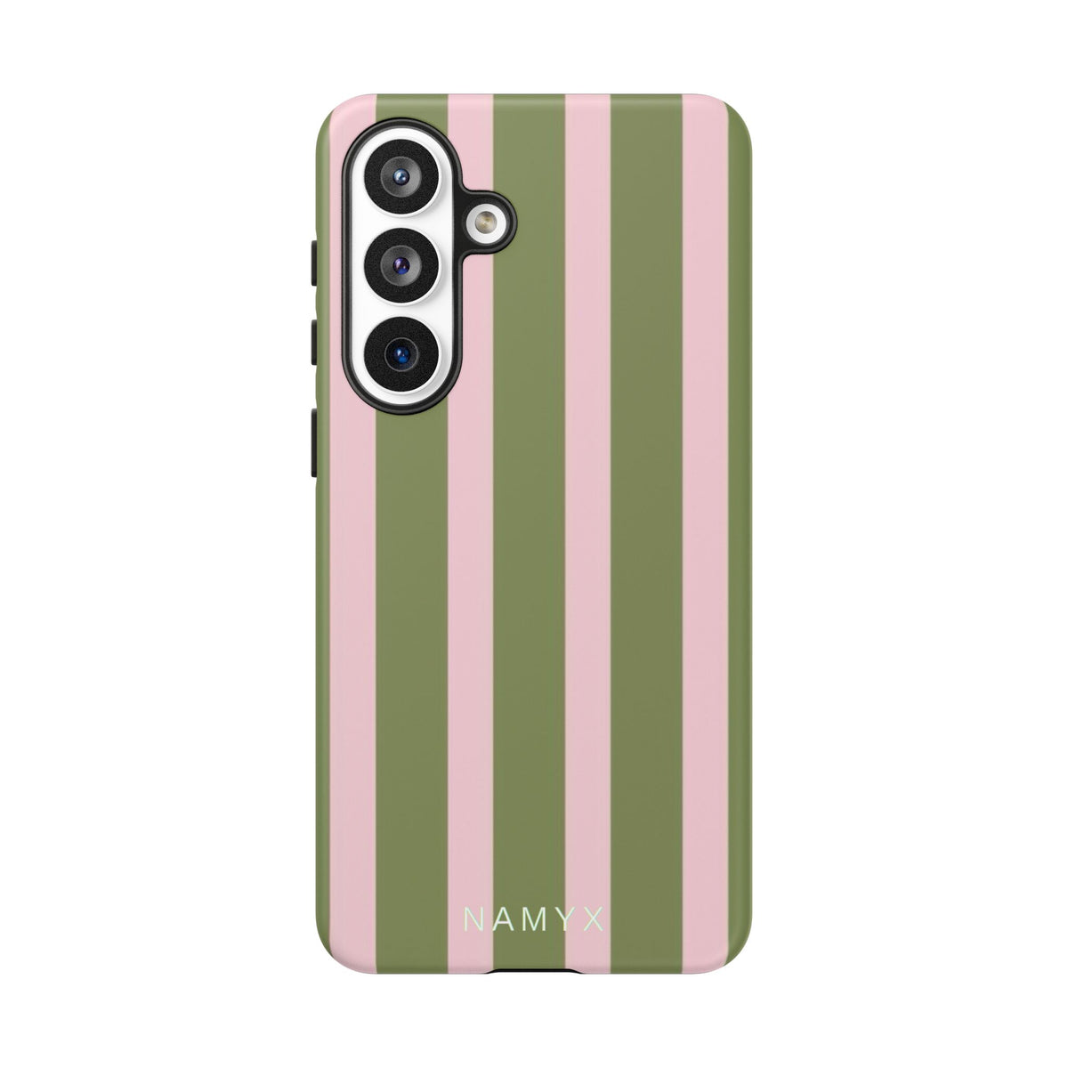 Striped Olive & Blush Tough Phone Case — Durable Protective Phone Cover