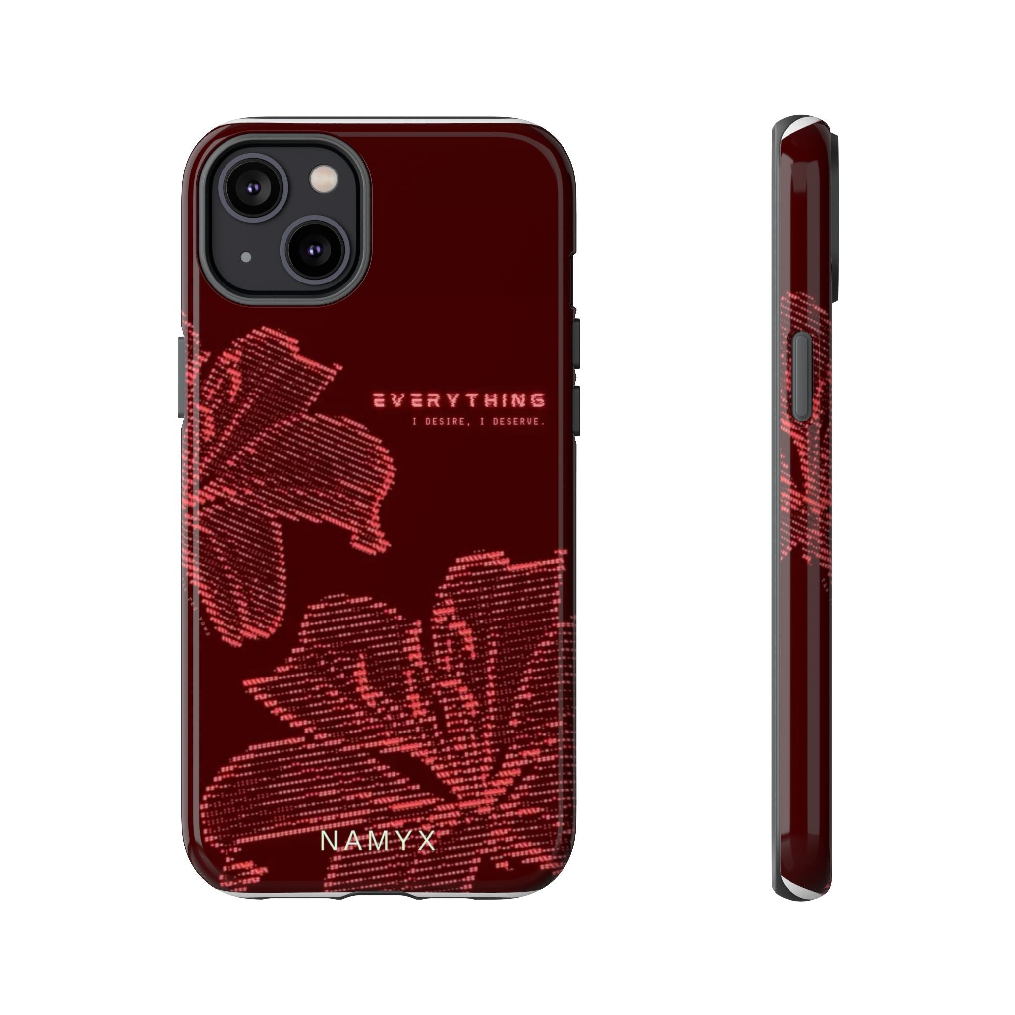 Floral Tough Phone Case — 'Everything' Burgundy Protective Cover