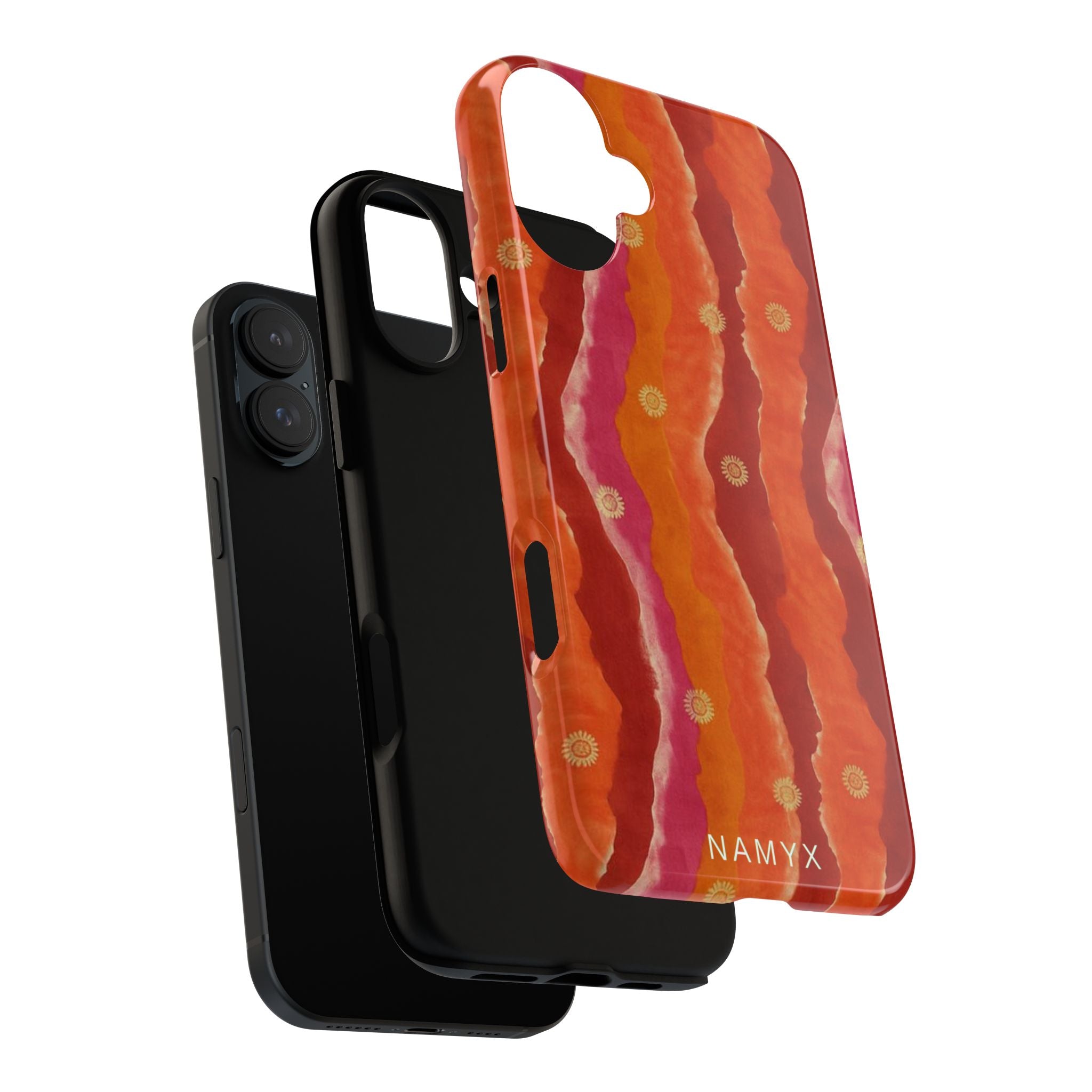 Abstract Red Waves Phone Case — Bold Orange & Pink Protective Tough Case