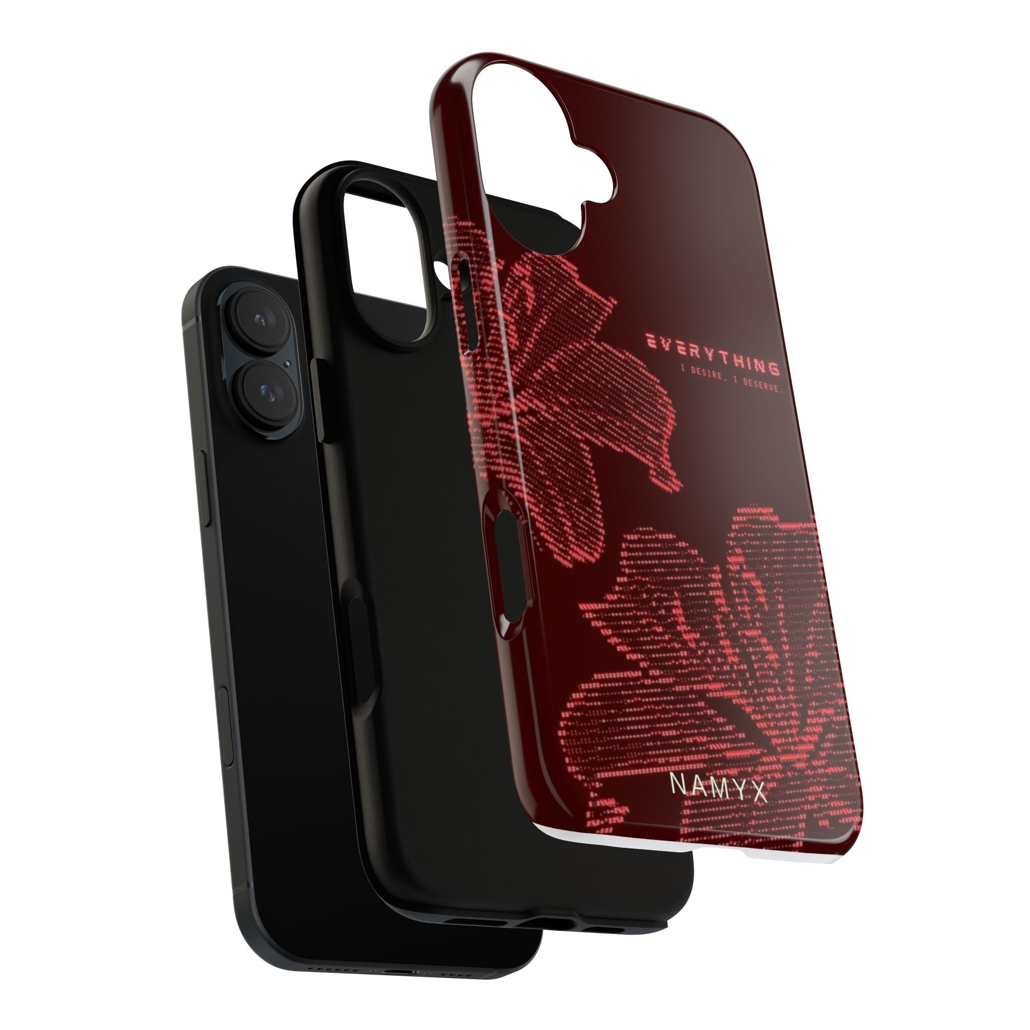 Floral Tough Phone Case — 'Everything' Burgundy Protective Cover