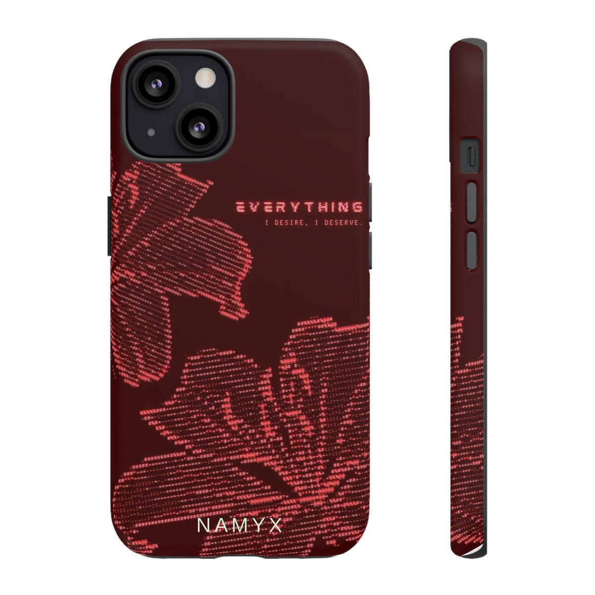 Floral Tough Phone Case — 'Everything' Burgundy Protective Cover