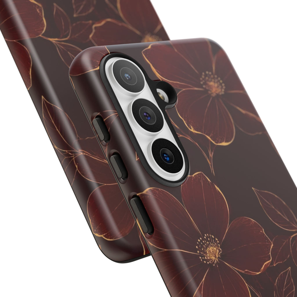 Floral Tough Case — Dark Red Botanical Phone Case