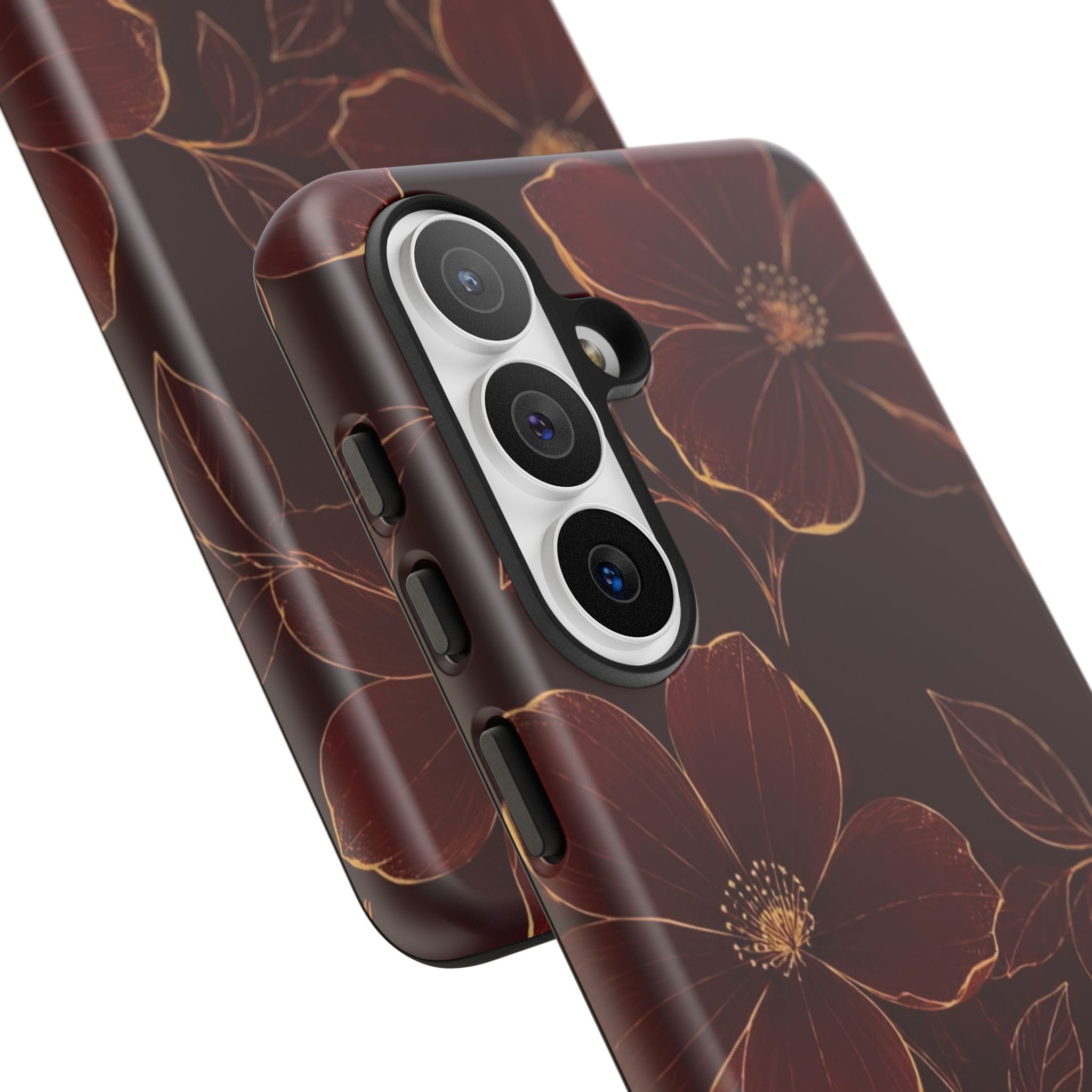 Floral Tough Case — Dark Red Botanical Phone Case