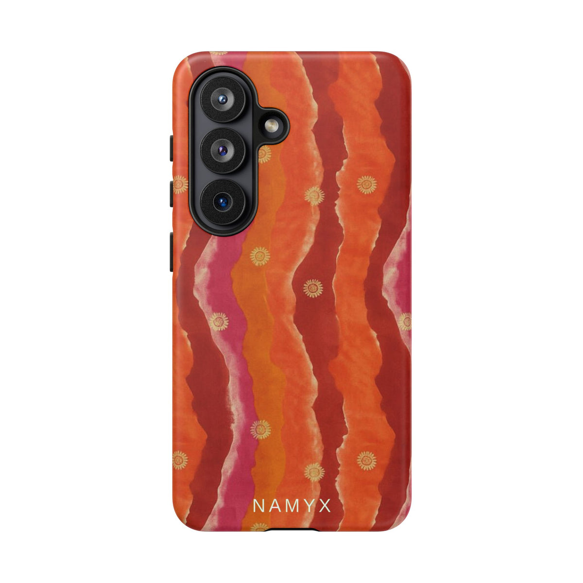 Abstract Red Waves Phone Case — Bold Orange & Pink Protective Tough Case