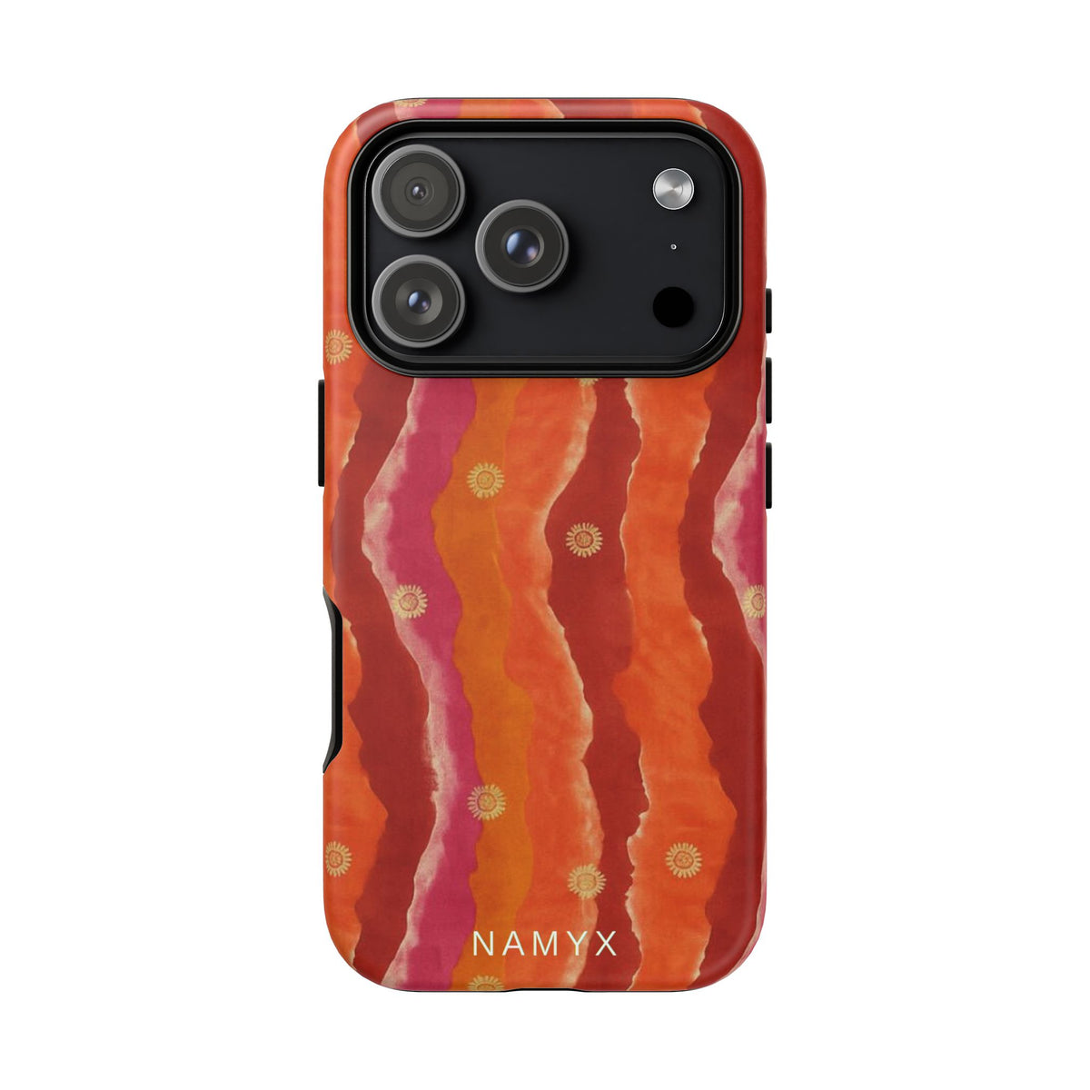 Abstract Red Waves Phone Case — Bold Orange & Pink Protective Tough Case